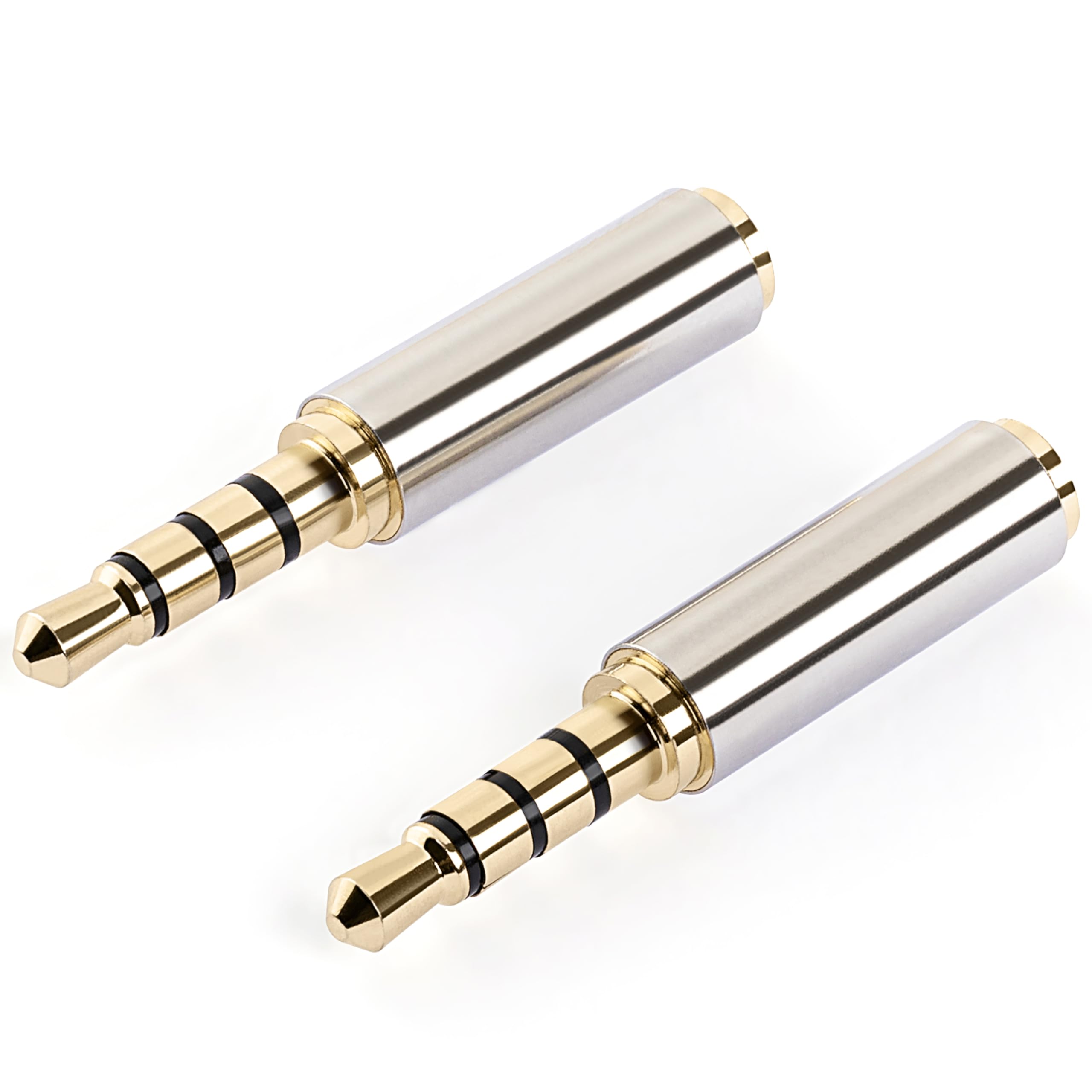 2.5mm Female to 3.5mm Male Adapter, 2 Pack Gold Plated Jack Stereo Full Metal Connector Converter for Smartphones, Headphone, Mic