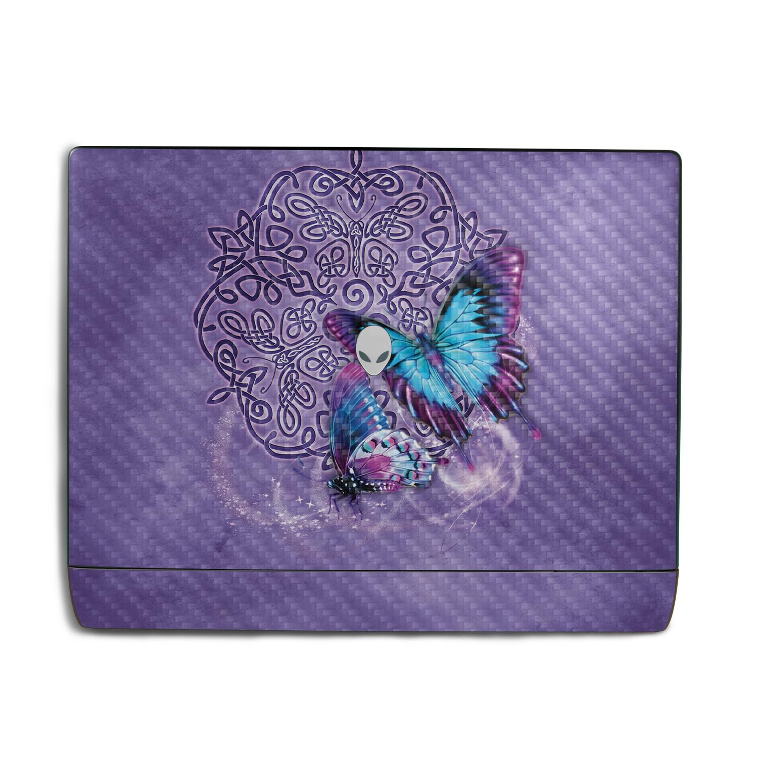 Carbon Fiber Laptop Skin Compatible with Alienware 18 Area-51 (2025) - Celtic Butterflies - Premium 3M Vinyl Protective Wrap Decal Cover - Easy to Apply | Crafted in The USA by MightySkins