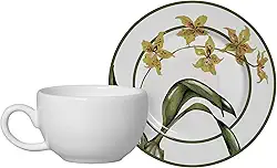 Conjunto Alleanza de 6 Xicaras Café c/pires Orquideas