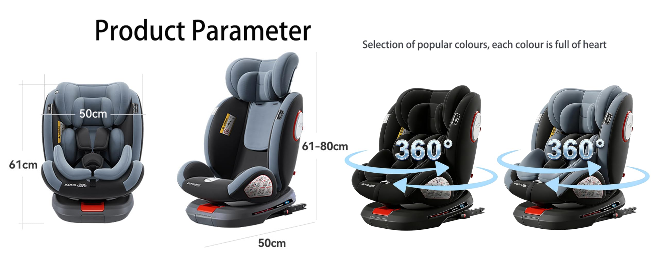 Magic ZC Giratorio 360° Silla Coche, Altura e Inclinación Ajustables Silla Coche Bebe, Anticolisión Sillita Bebe Coches, Fácil de Limpiar Sillita Bebes Coches (Black without Foot Rest Frame)