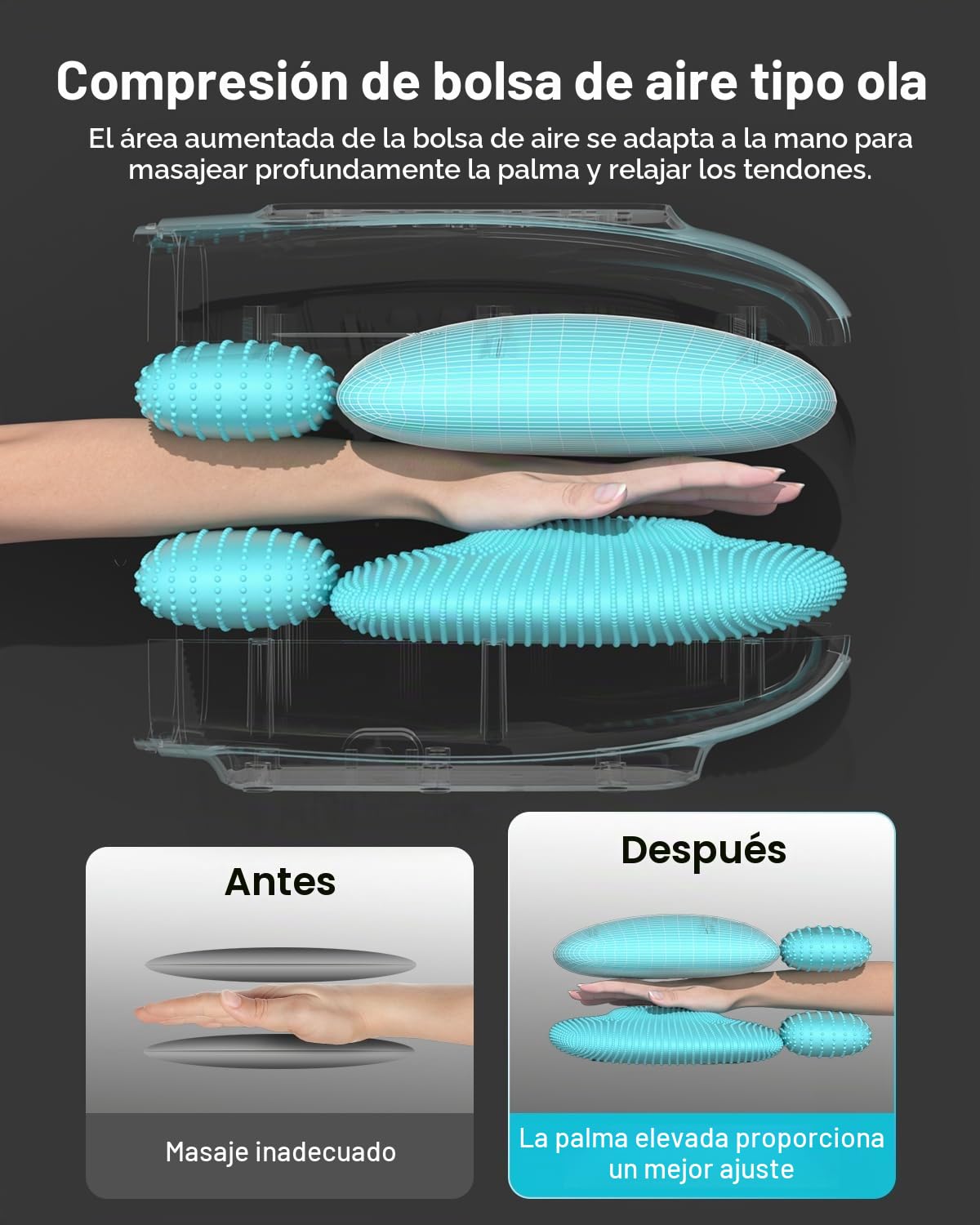 ALLJOY Masajeador de manos para artritis y alivio del túnel carpiano, masajeador de manos inalámbrico con pantalla táctil con vibración y calor, terapia de punto de presión de 6 niveles, regalos para