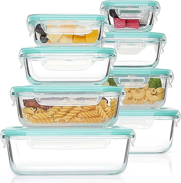 Vtopmart 8 Pack Glass Food Storage Containers with Airtight Lids, Glass ...