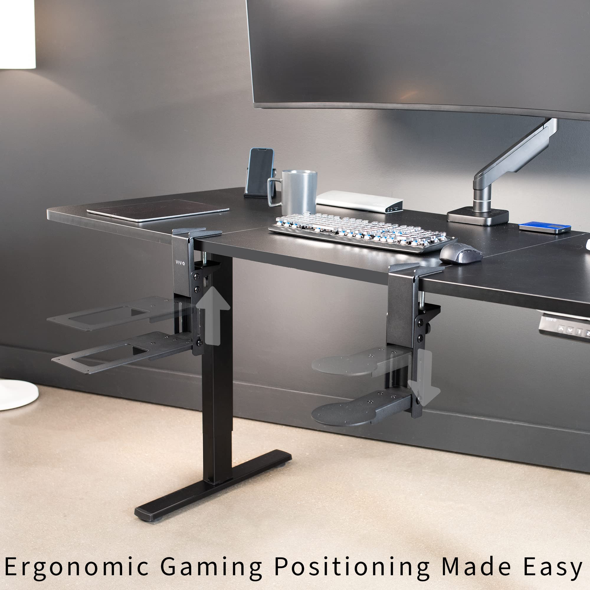 VIVO Joystick et support d'accélérateur à pince en acier conçu uniquement pour le système Thrustmaster Hotas Warthog Dual Throttle pour Windows, se fixe à des bureaux jusqu'à 5,8 cm d'épaisseur, noir,