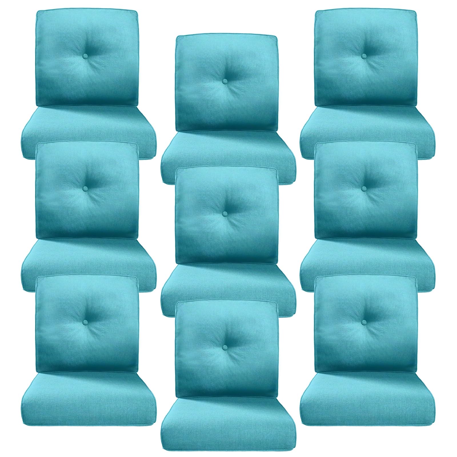 Luxury 4" Thick Outdoor Cushion Set of 9 - 22x24 Patio Furniture Cushions with 28D High-Density Foam, Water-Resistant &amp; Fade-Resistant Fabric, Removable Covers for Patio Furniture Sofa -Turquoise
