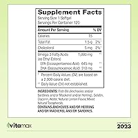 Vista 2 de Spring Valley Omega-3 from Fish Oil 1000 mg, Maximum Care, 120 Count + Exclusive VitaMax Vitamin Guide (2 Items)