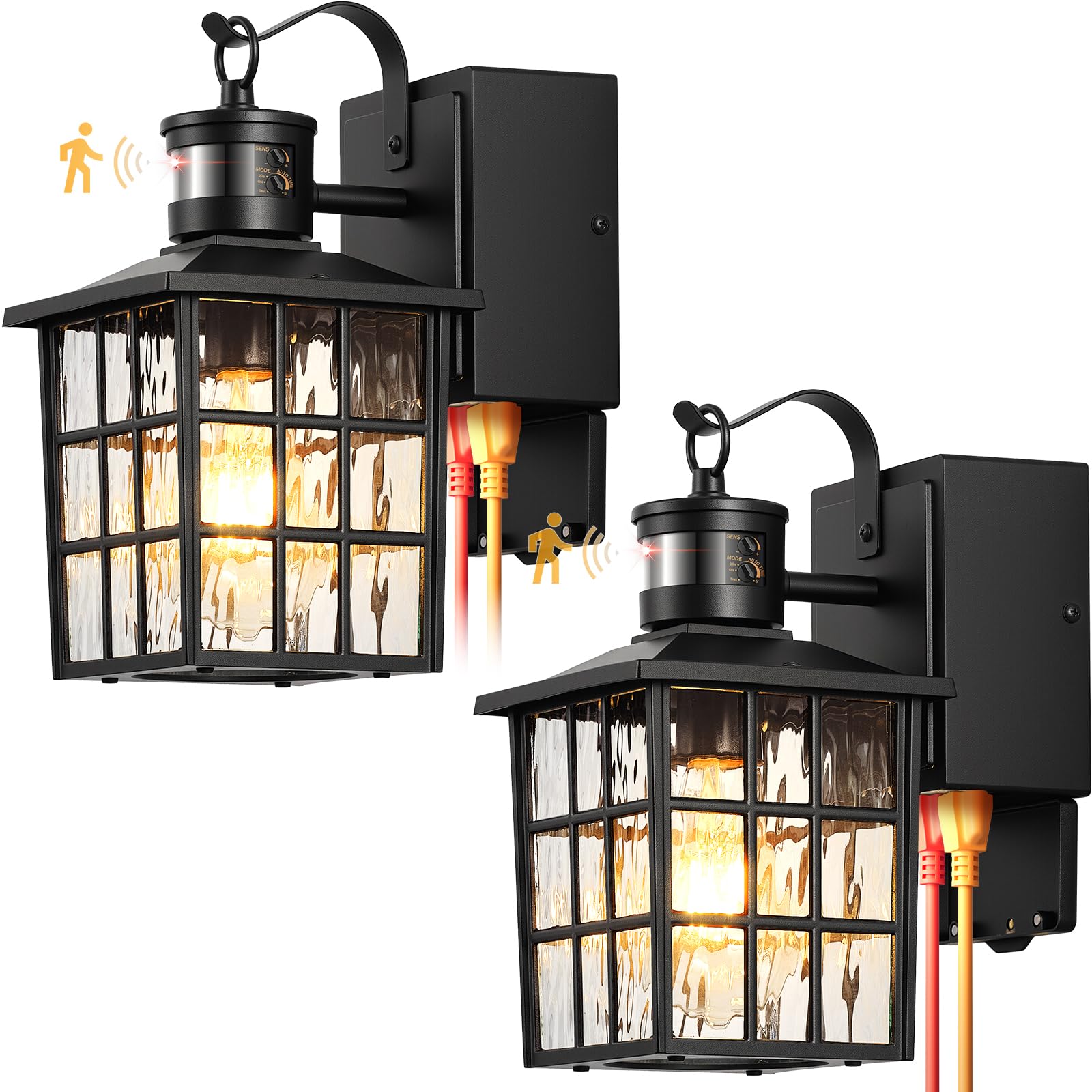 Gleamz Motion Sensor Exterior Lighting Fixtures with GFCI Outlet