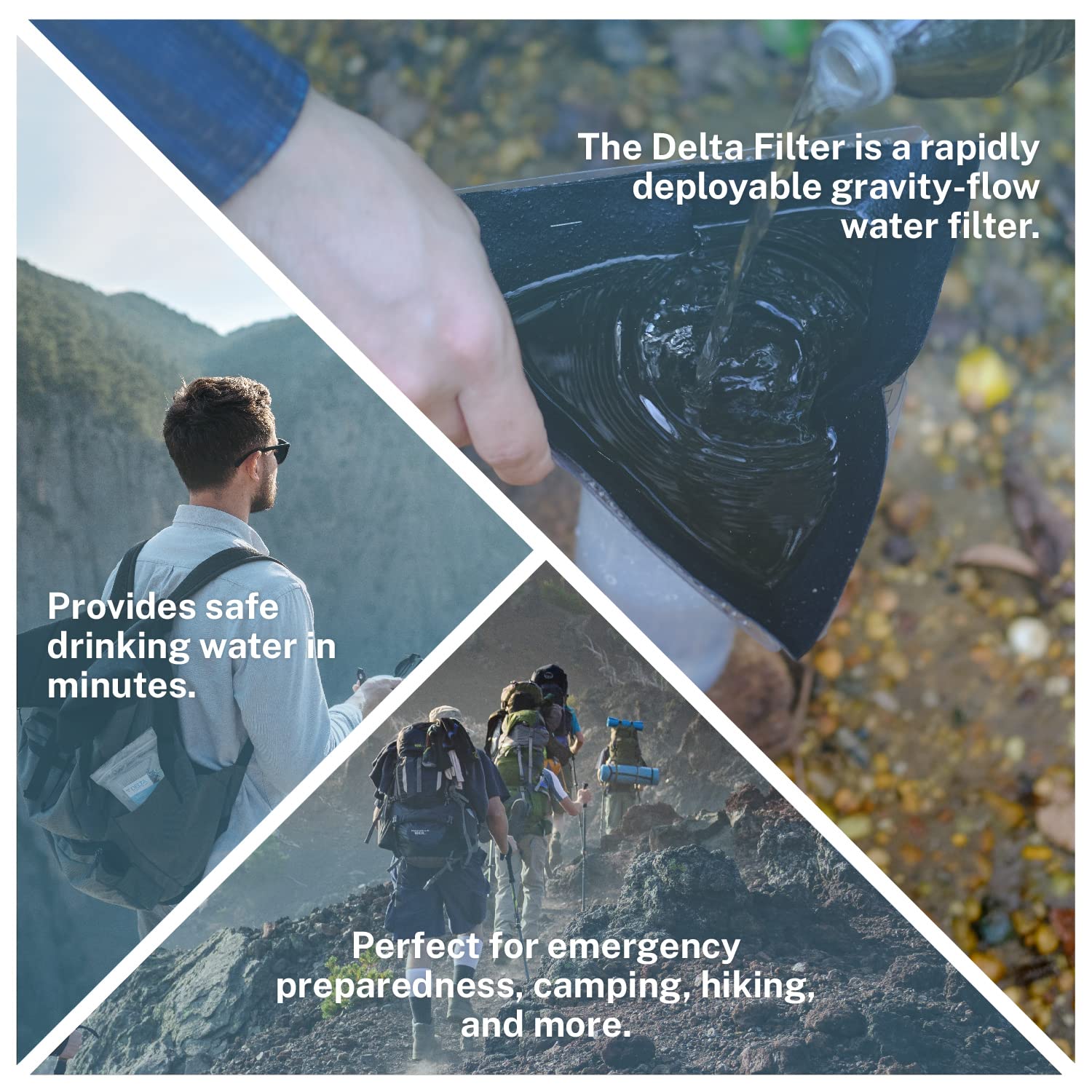 Delta Emergency Water Filter 2 pk. Personal Water Filter For Camping, Hiking, Backpacking, and Emergency Preparedness. Lightweight, Reusable, and Biodegradable- Perfect for Outdoor Wilderness Survival