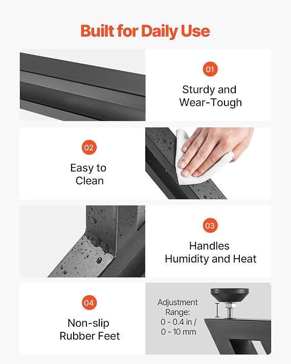 VEVOR Table Legs, 29.1 H x 24 W Steel Furniture Legs, 2204 lbs Max Load Heavy Duty, Easy Installation, Sturdy & Stable for Home Office Desk DIY, Coffee Dinner Bar Tables, Workbench,Set of 2, Black