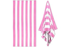 Extra Large Pink Beach Towel: Fluffy 35 x 70 Inch Striped Pool Towel