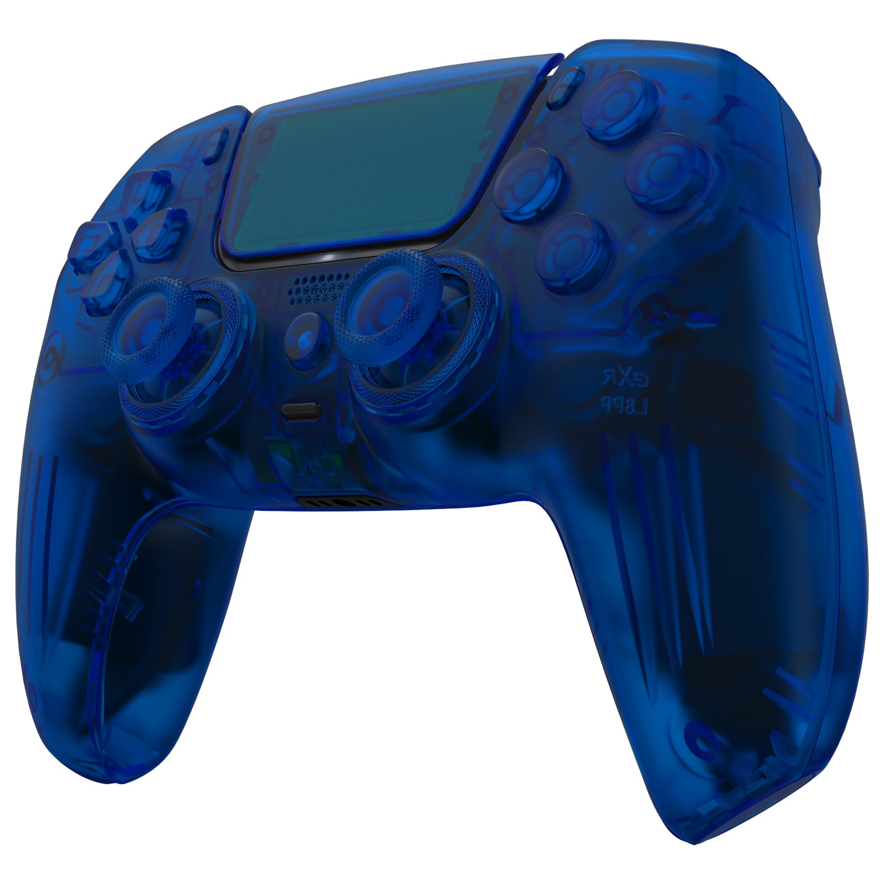 eXtremeRate Luna Cover Pulsanti Ricambio per ps5 Controller BDM-030/040/050/060,Custodia Scocca Shell Frontale Posteriore Ridisegnato&Tasti Kit Compatibile con ps5 Joystick-Trasparente Blu
