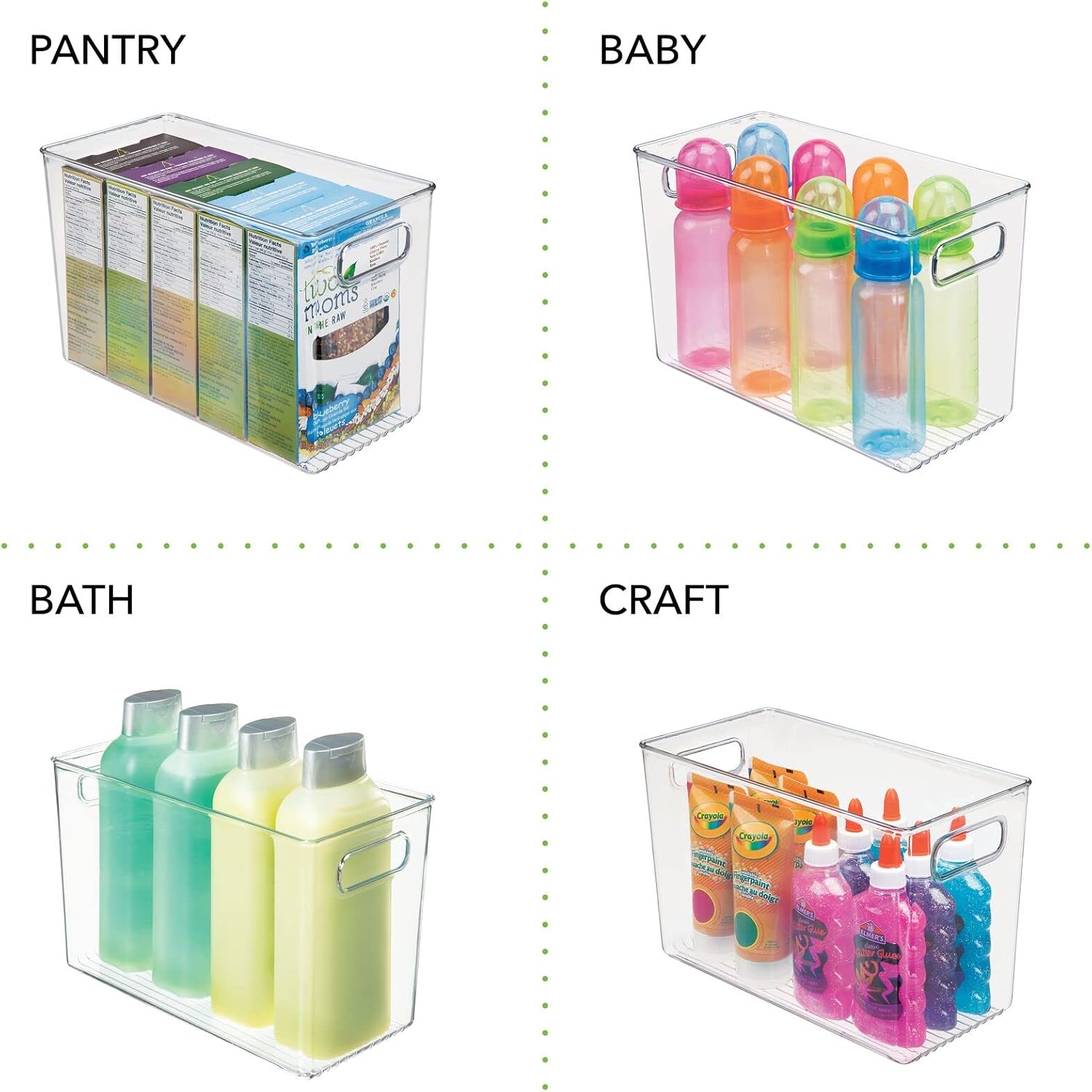 mDesign Plastic Storage Organizer Container Bin, Household Organization for Cabinet, Counter, Drawer, Cubby, and Cupboard, Holds Clothing, Linens, Toys, and Essentials, Ligne Collection, 2 Pack, Clear