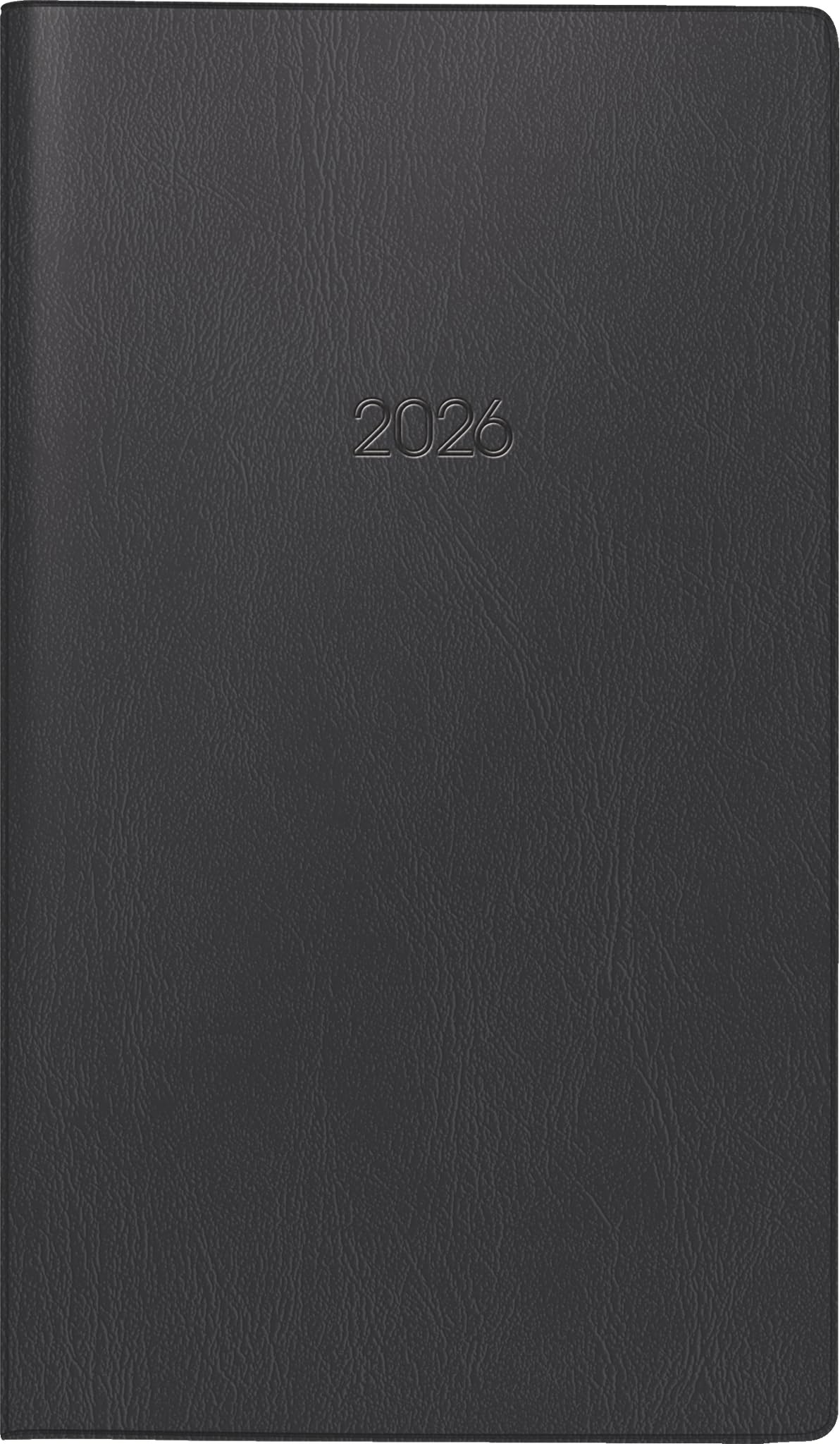 BRUNNEN Pocket Calendar Model 755 2026 | A6 Landscape, Plastic, Black