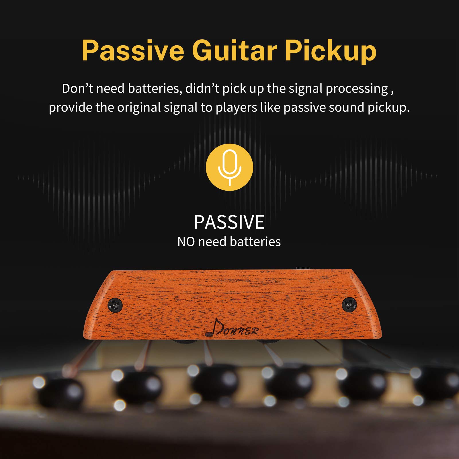 Donner Micro Passif Guitare Acoustique Acajou Rosace Humbucker Volume Tonalité 3,8-3,94 Pouces