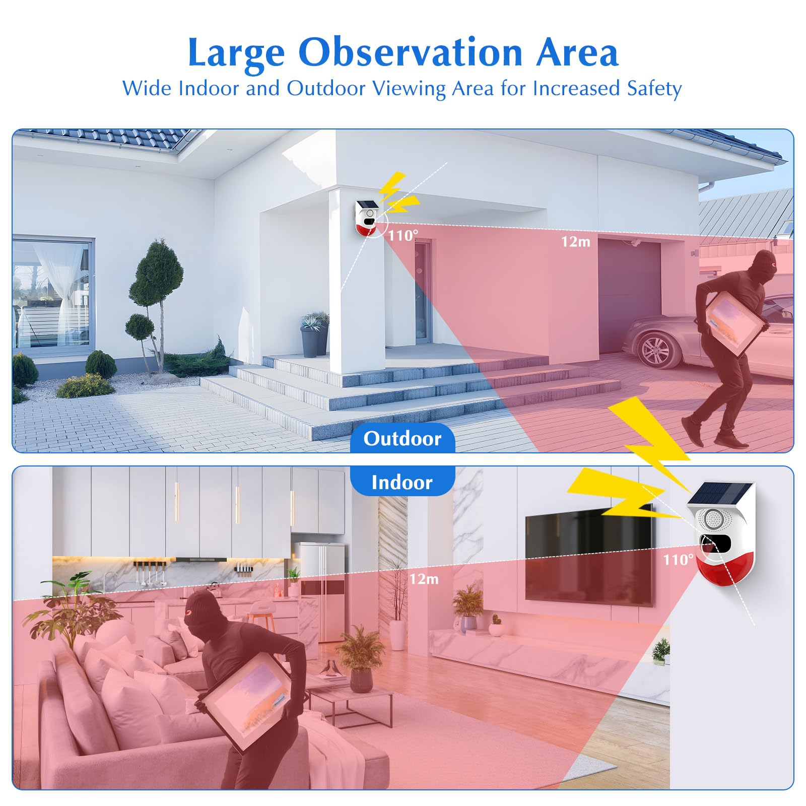 Yasorn Allarme rilevatore di movimento intelligente, sensore di movimento con telecomando, 120dB IR portata di rilevamento 12m/110°, (WiFi 2.4GHz) compatibile con Tuya Smart/Smart Life APP (2 Pack).
