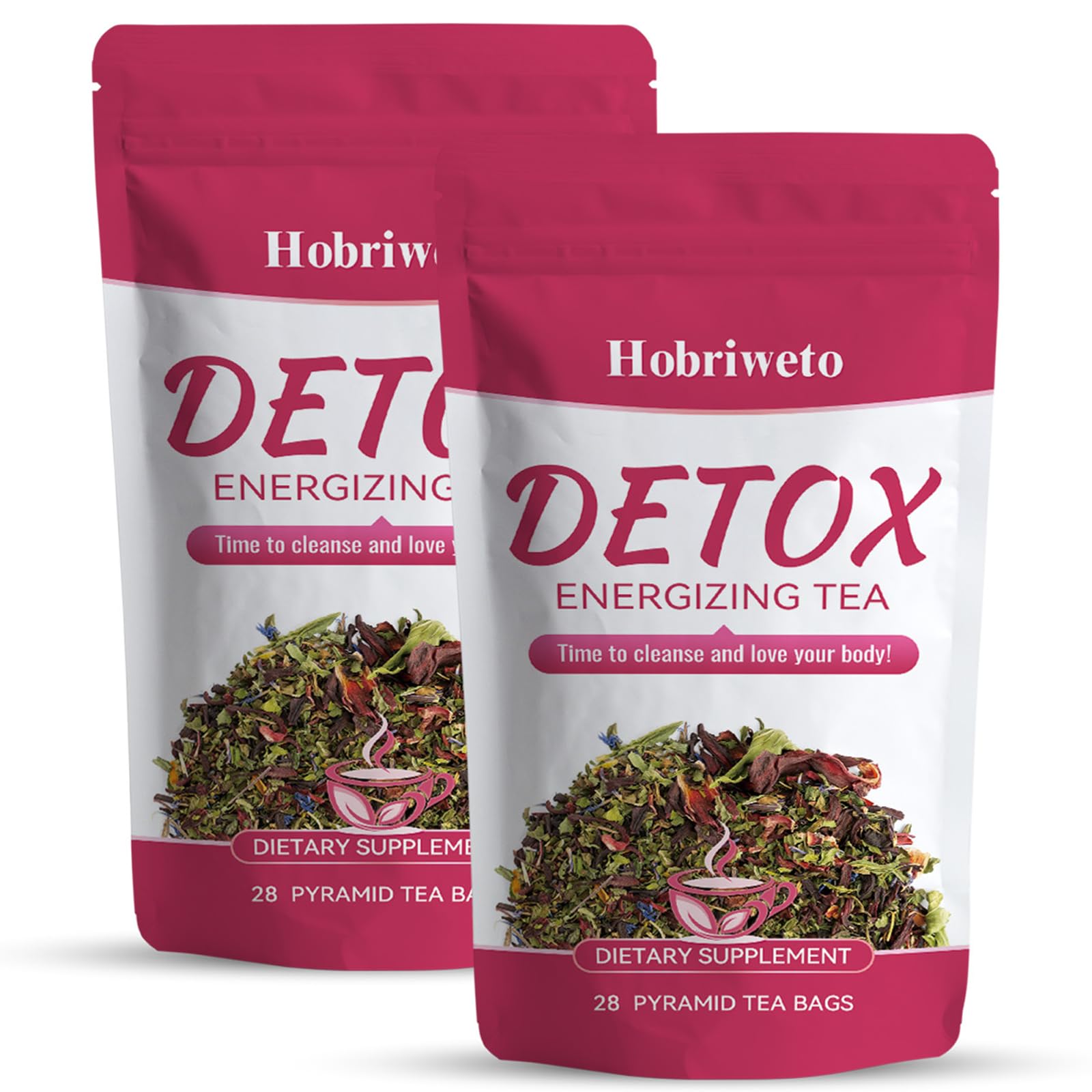 Detox Tee zum Abnehmen – 56 Tage Natürlicher Abnehmentee | Kräutertee mit Grüntee, Oolong, Kamelie Rose | Unterstützt Gewichtsverlust, Entgiftung Verdauung | Vegan mit (28 Teebeutel)