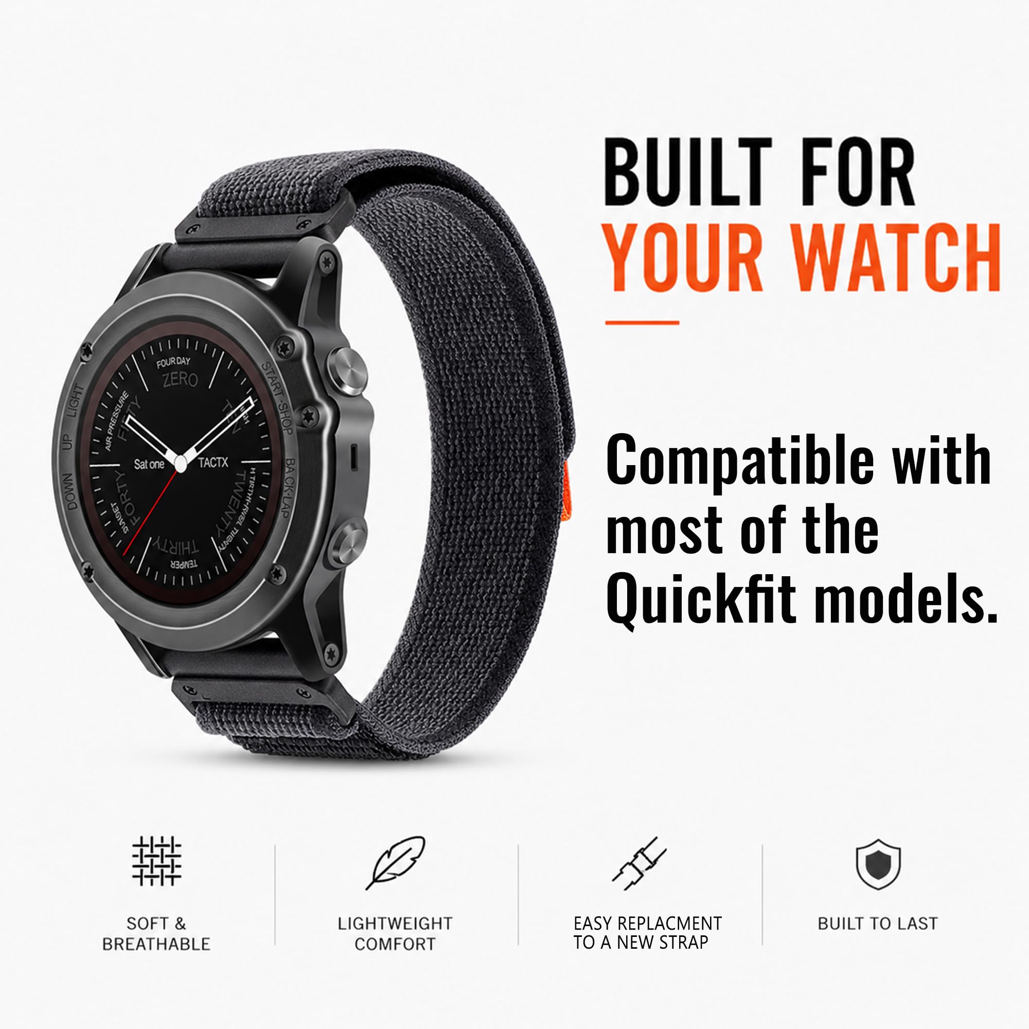 Watch Bands Compatible With Garmin Fenix 7 Pro 6 Pro 5 plus Instinct 1 2 Forerunner 965 955 945 935,22mm Velcro/Alpine loop Nylon Watchband For Garmin S60 S62 Descent G1 Epix Pro For Men