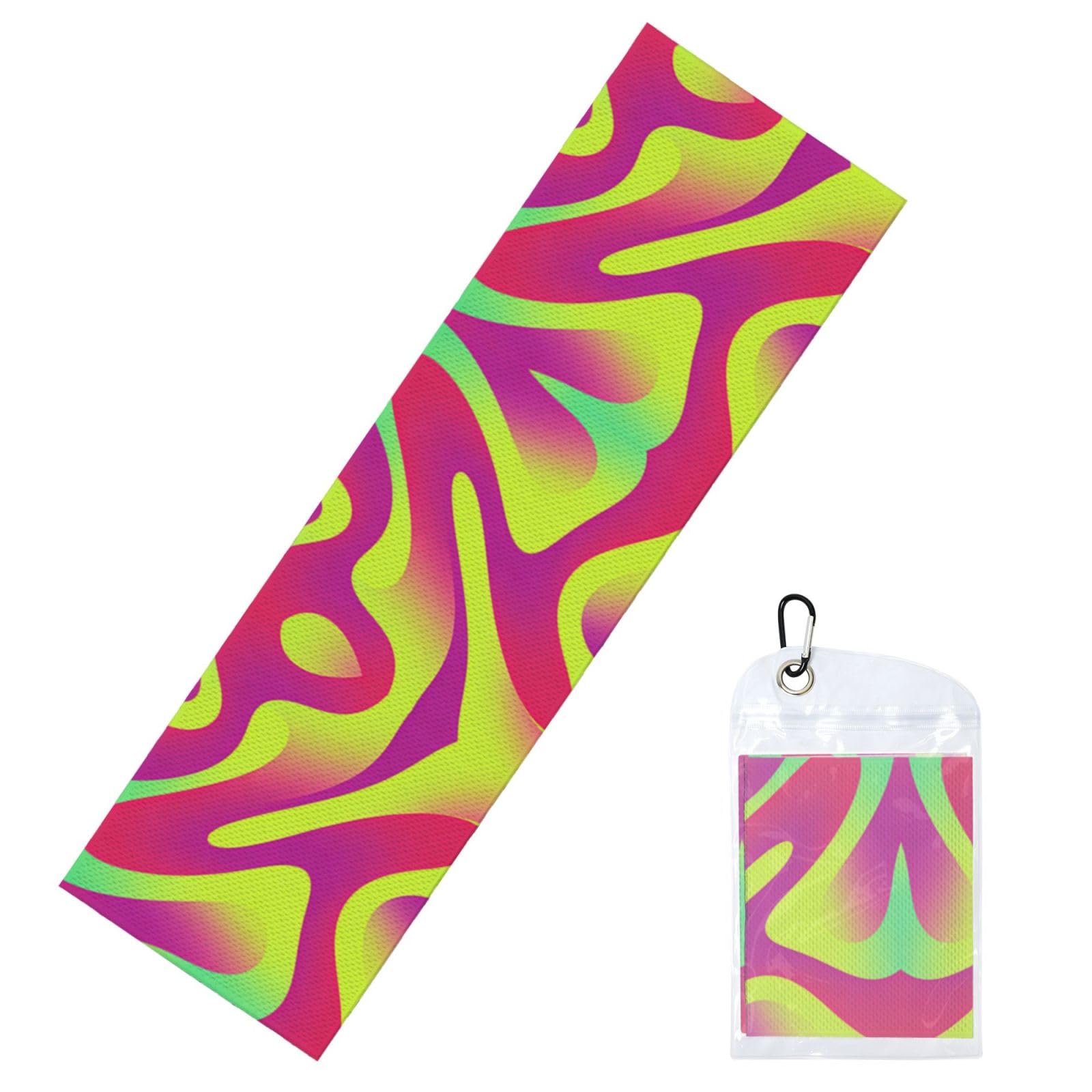 DUYIOKH Magenta Yellow Waves Print Cooling Towel, Portable Towel for Gym Workout Golf Beach World Cup Sports Hot Weather