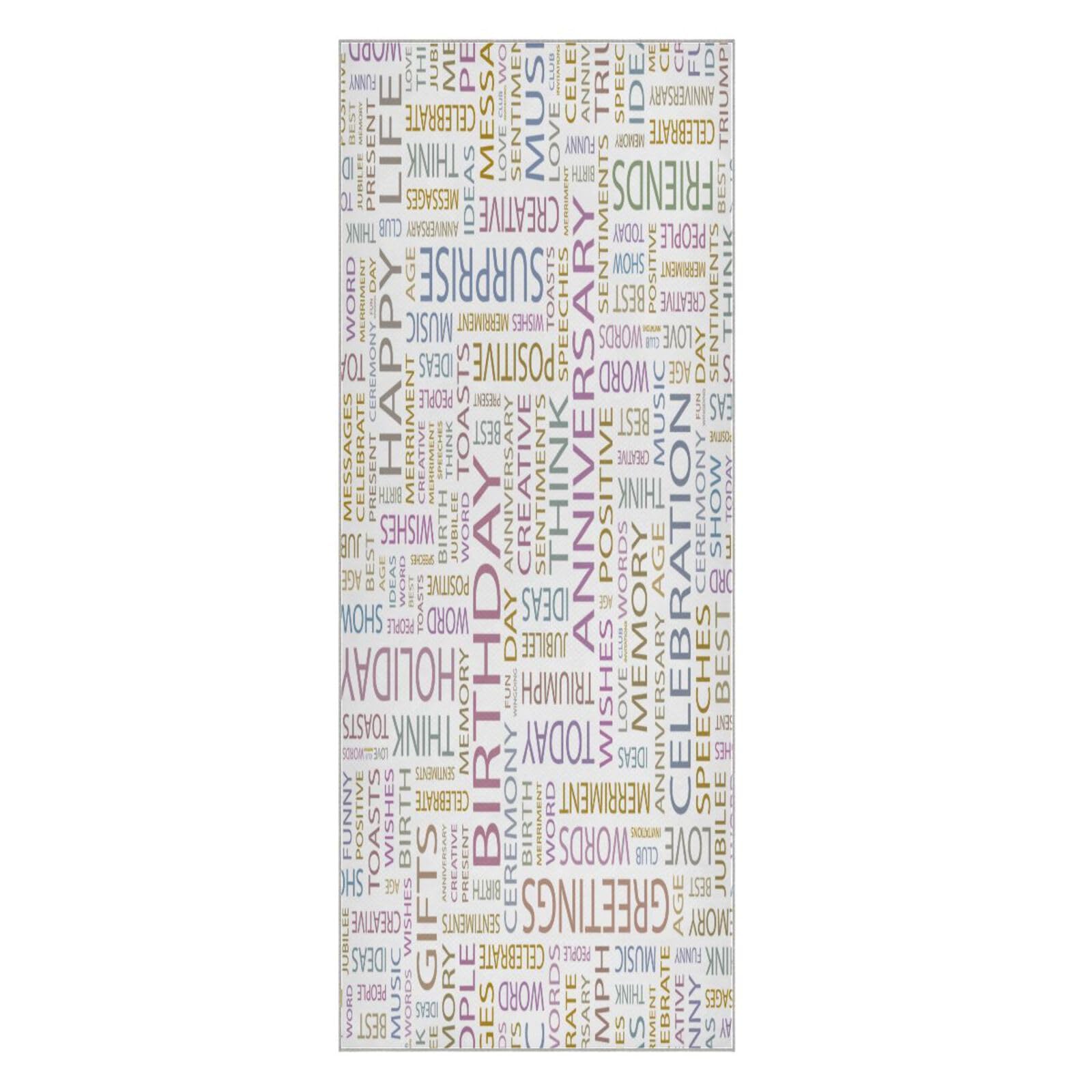 pnyoin Birthday Word Cloud Yoga Towel,Hot Yoga Mat Towel with Grip Dots Sweat Absorbent Non-Slip for Hot Yoga, 24