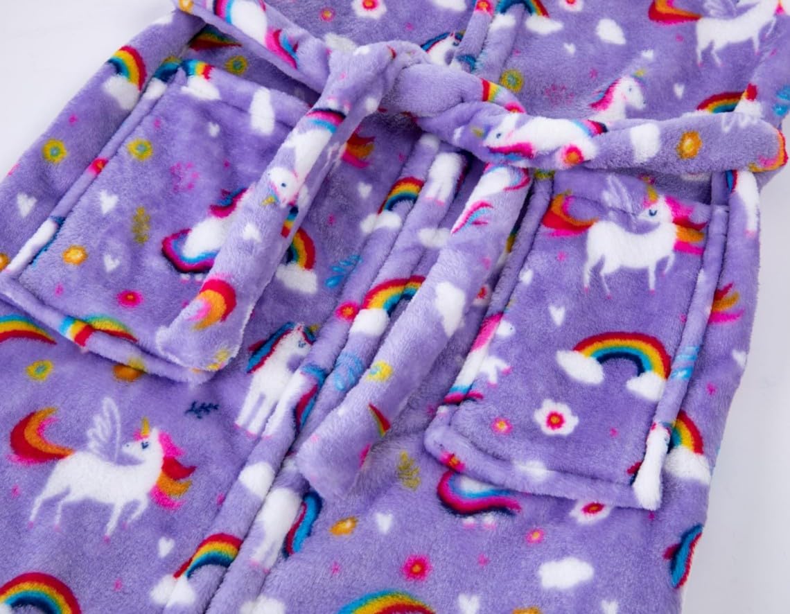Bademantel Kinder mit Kapuze für Jungen Mädchen Bademäntel Morgenmantel kuschelig warmen und weichen Pyjamas Kleinkind Coral Fleece Hoodie Roben 2-9 Jahre