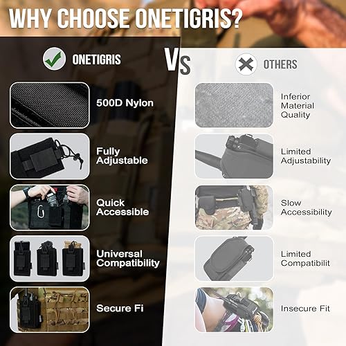 Miniatura 2 de OneTigris Funda de radio para BaoFeng UV-5R BF-F8HP Bolsa de nailon MOLLE para Walkie Talkie Rifle Mag (negro)