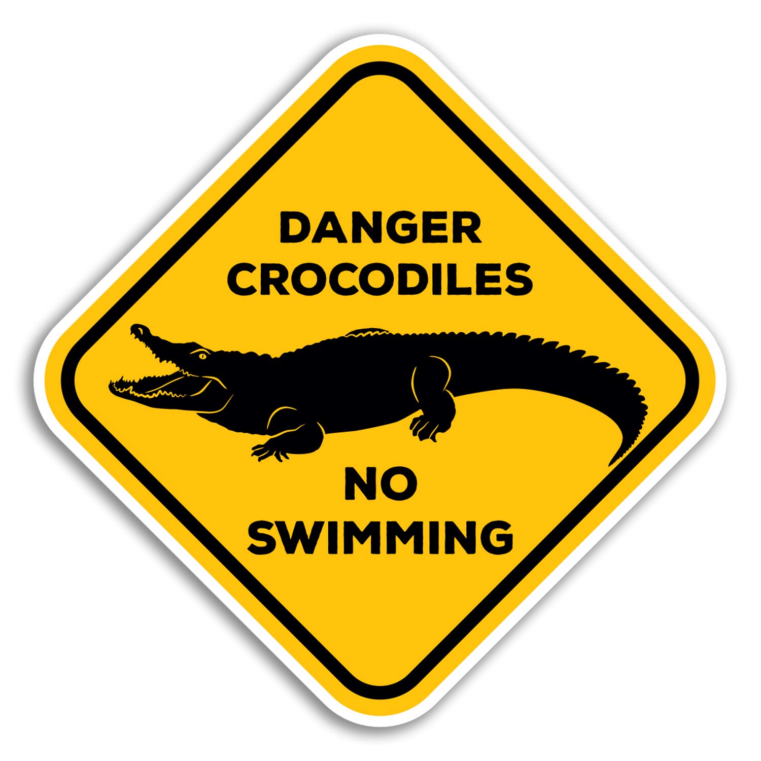 Destination Vinyl Ltd Multi 2 X 10Cm Danger Crocodile Warning Vinyl Stickers - Sticker Laptop Luggage #33113 (10Cm Wide)