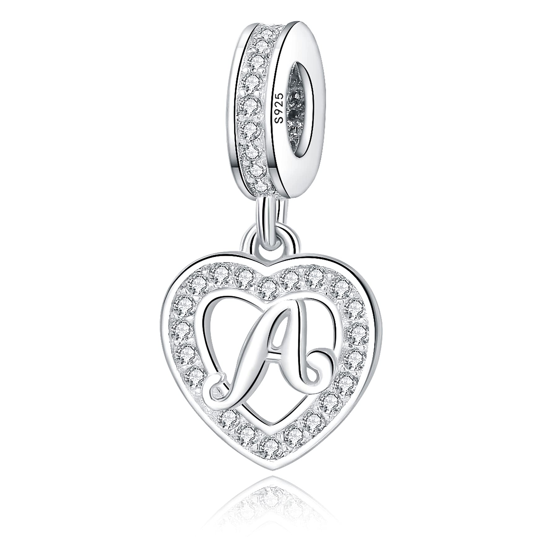925 Sterling Silver Letter Charms A~Z Alphabet Charm Letter Beads fit Pandora European Bracelets fit Wife Mom Christmas Birthday Gift