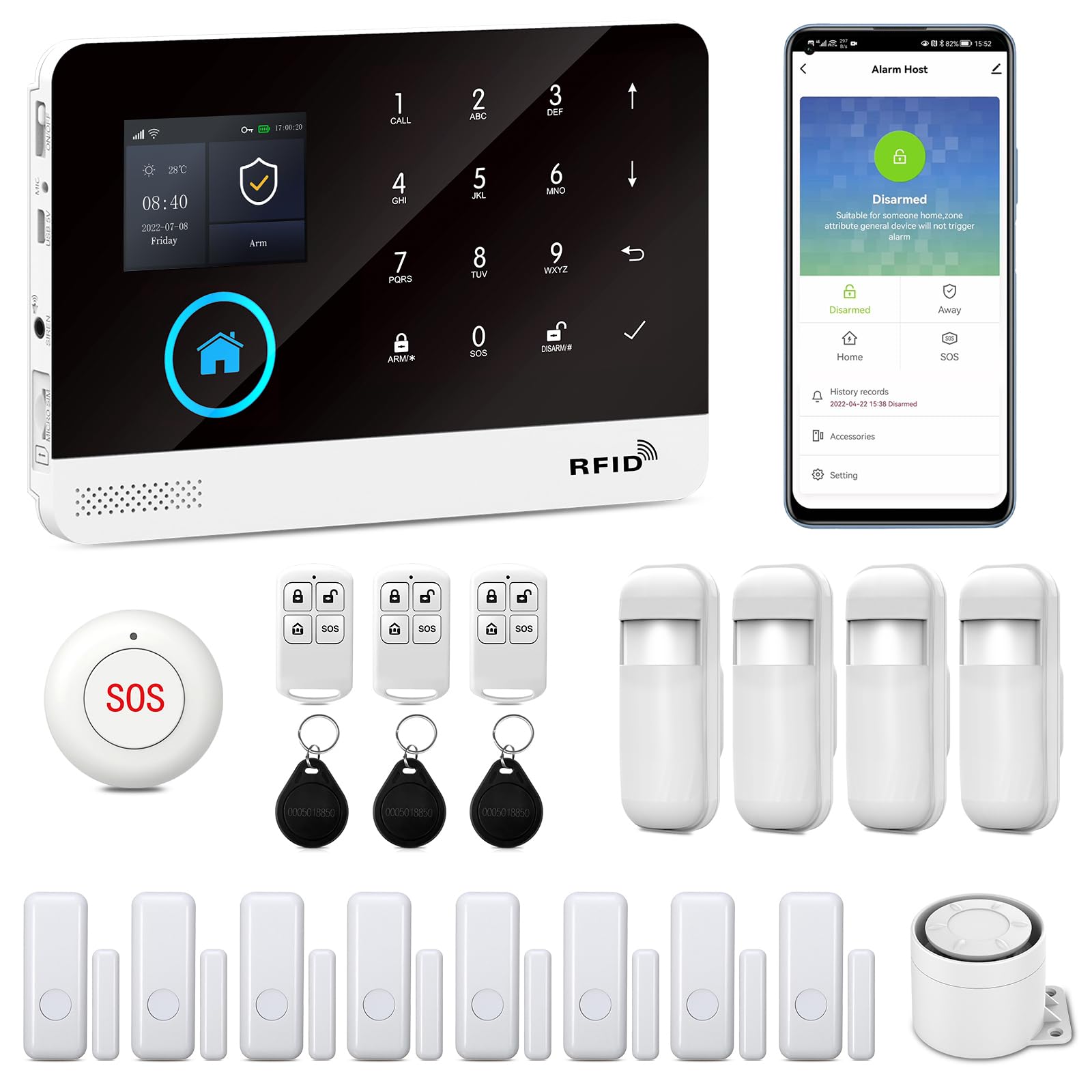 XNY 2G Alarmanlage für Haus & Wohnung mit APP, WLAN 21-Teiliges Sicherheitssystem für Haus mit Sirene, Bewegungsmelder, Fenster Tür Sensoren und Fernbedienungen, Funktioniert mit Alexa