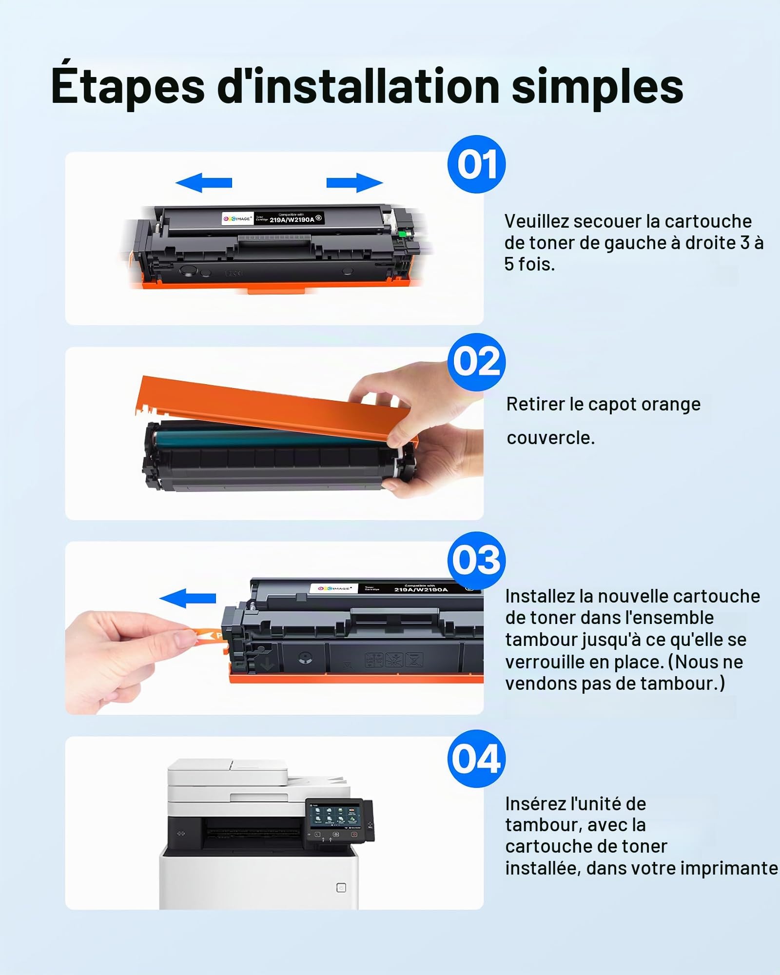 GPC Image 219X 219A Toner avec Puce Compatible pour HP 219X 219A 3302FDW