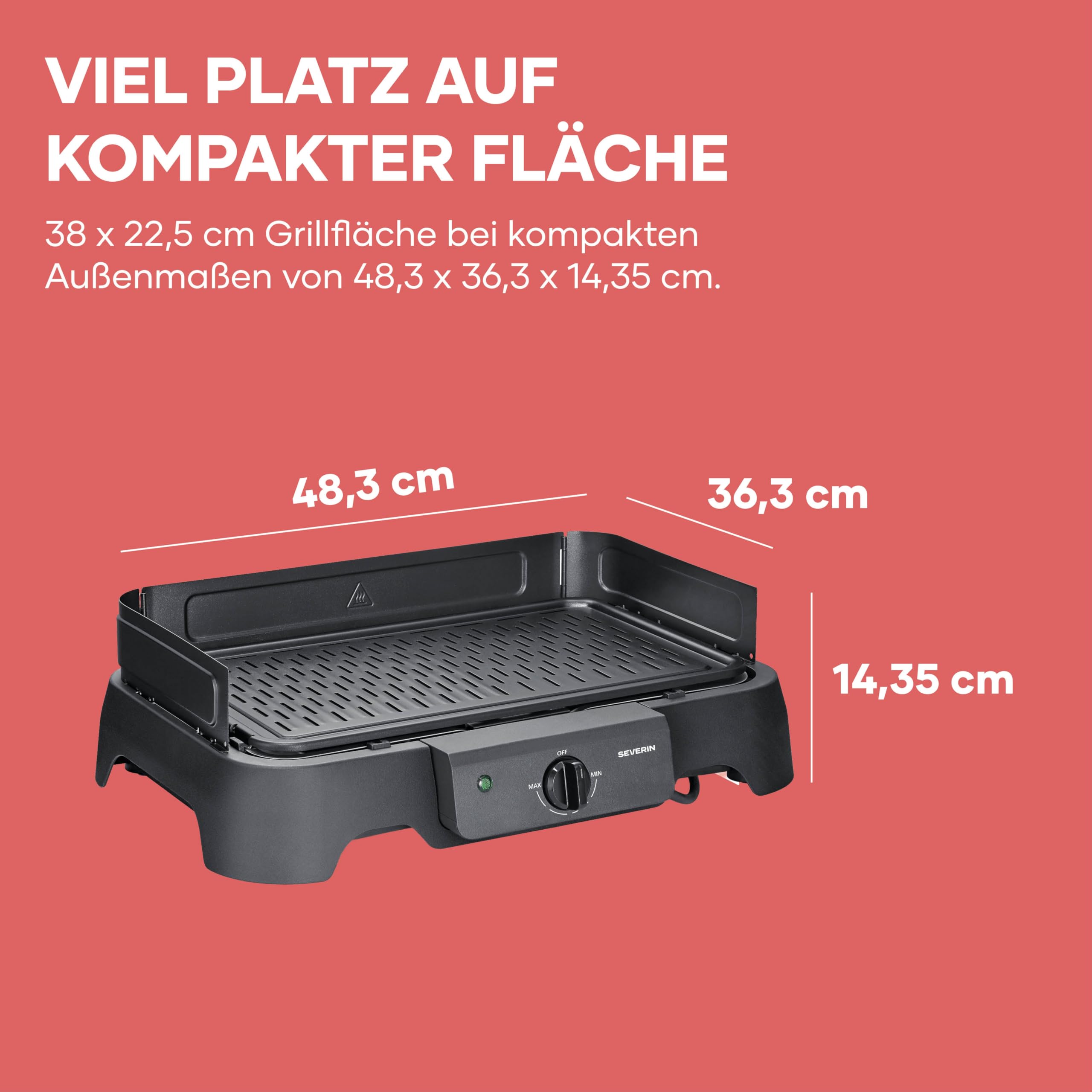 Severin Tischgrill 2000W 40-220°C 39x23cm schwarz