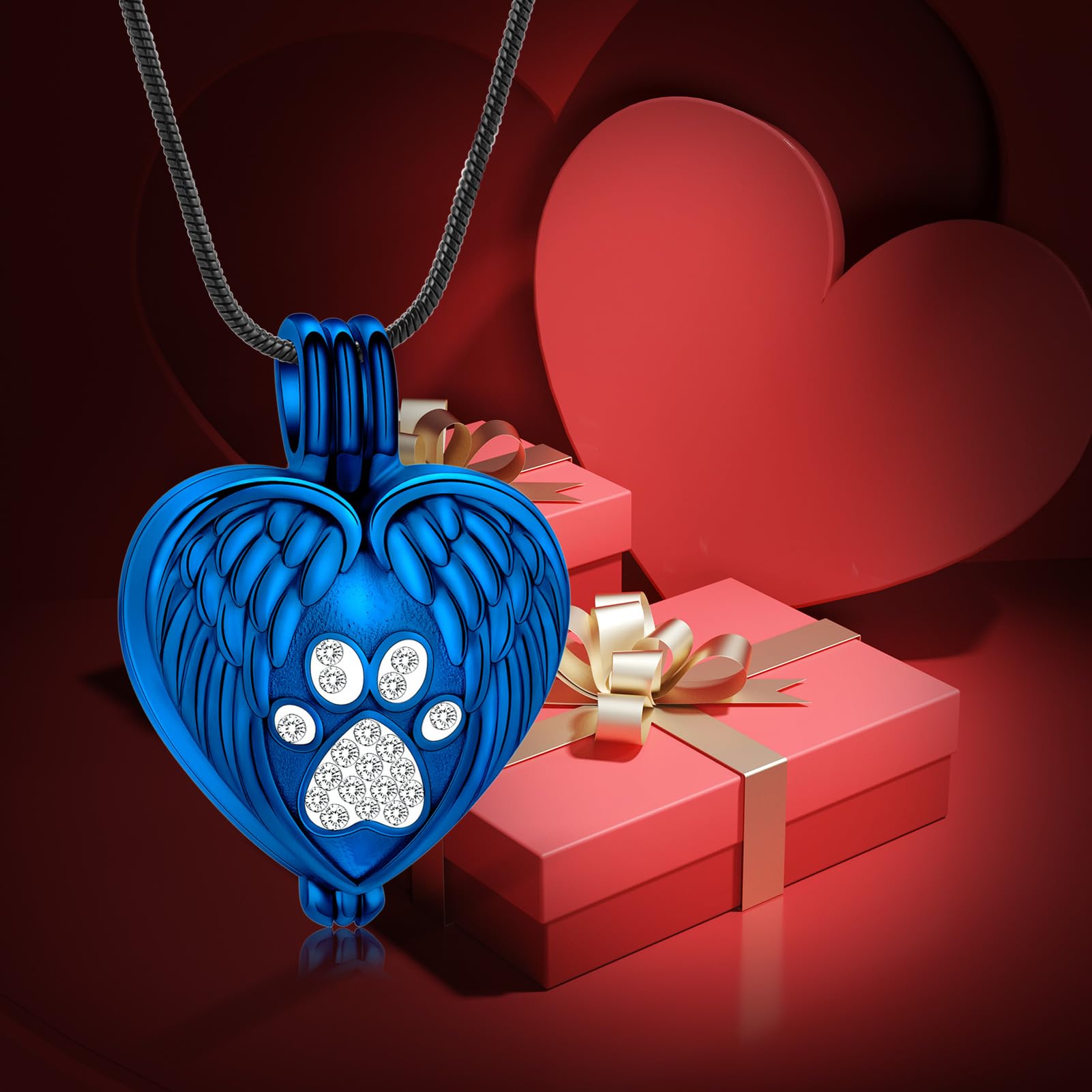QGJNSGC Pet Cremation Jewelry for Ashes Heart Urn Necklaces Pawprint Cremation Keepsake Necklace for Pet/Dog's/Cat's Ashes Memorial Jewellery - Image 4