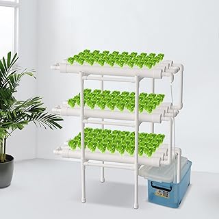 Hydroponic Grow Kit & Hydroponic System - Erdlose Pflanzenanbau-Systeme | Inkl. Wasserpumpe | Zeitgeber | Hydroponisches Anzuchtsystem für Wasserkultur Gemüse (3 Layer, 108 Standorte)