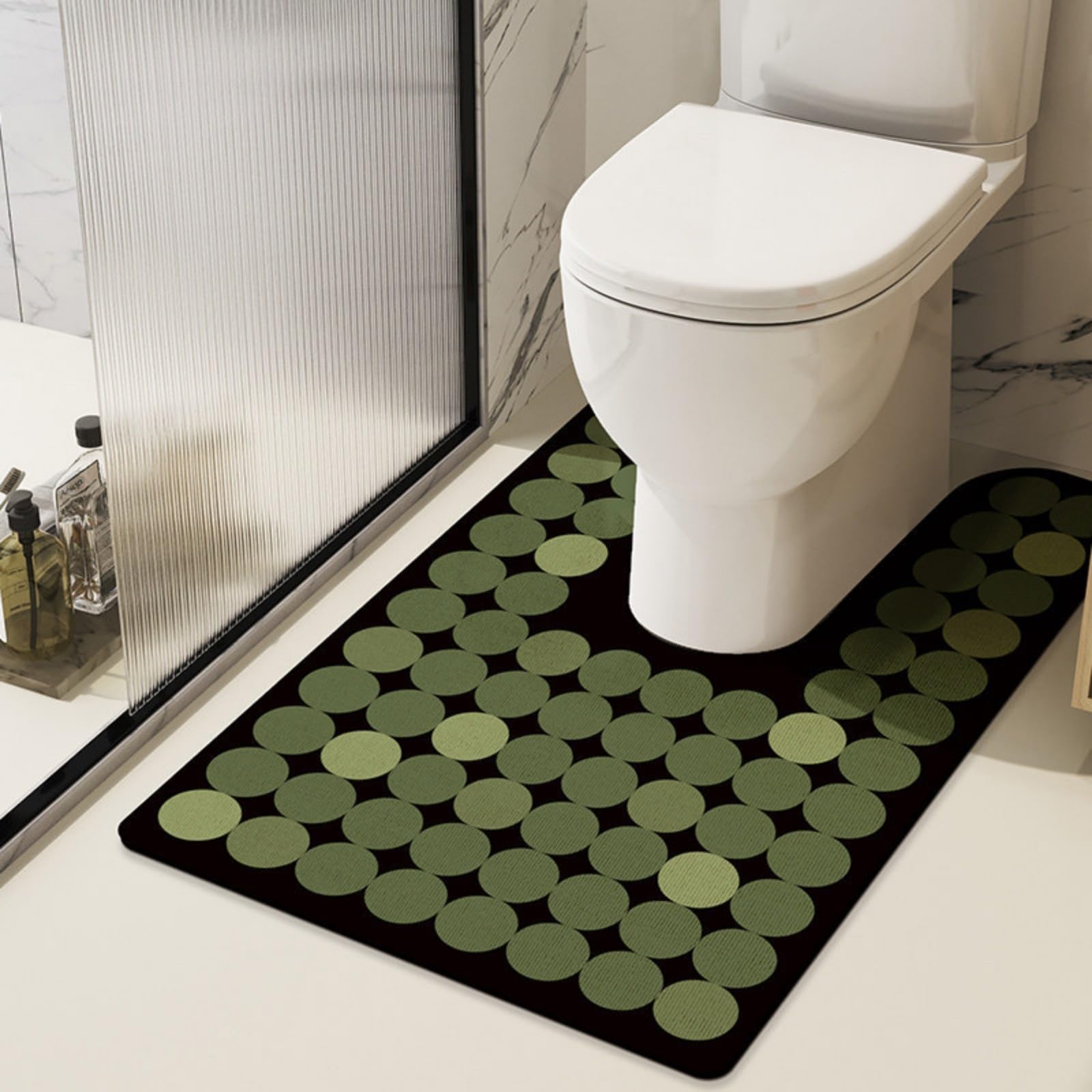 Hearda Non-Slip Toilet Mat U Shape Minimalist Style (Green,45x70cm)
