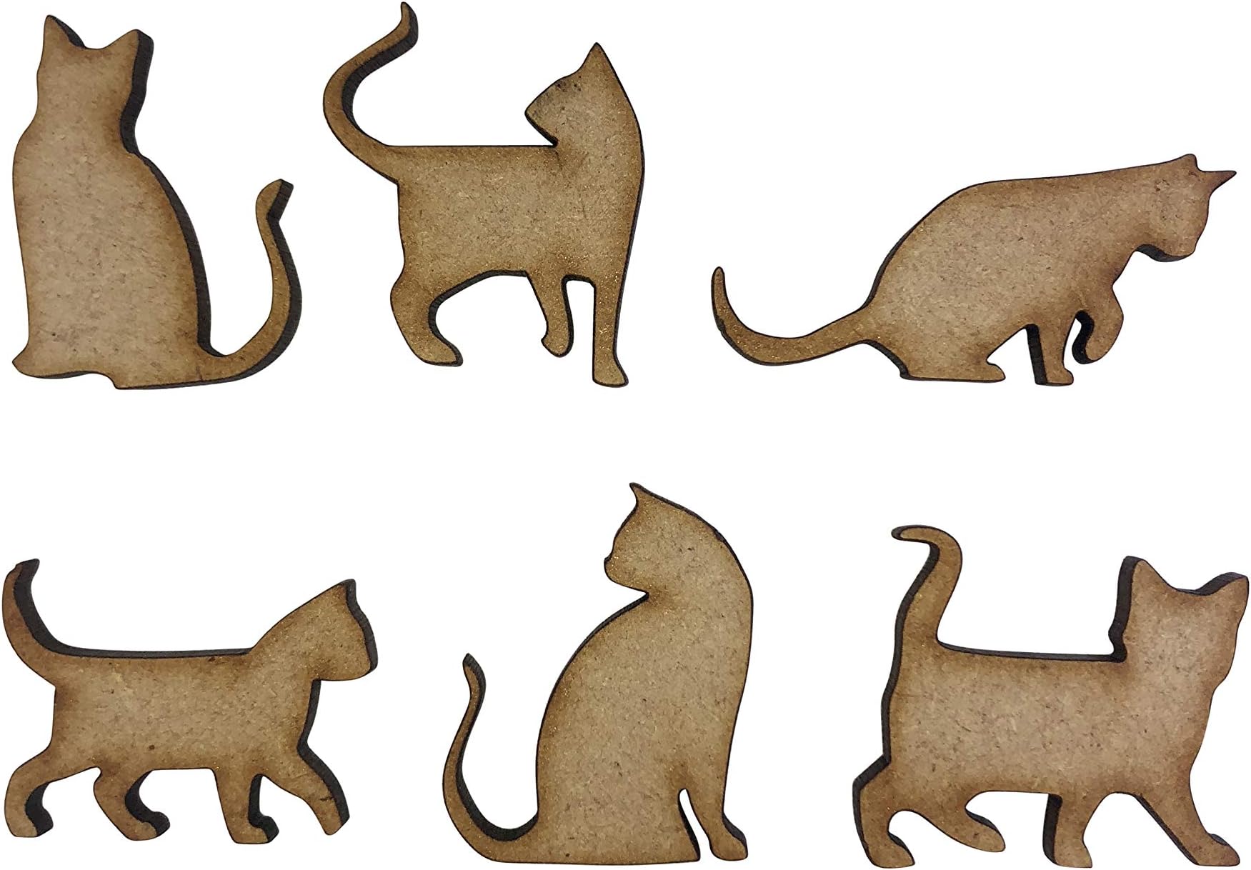 20x Assorted Cat Shapes Cats 3cm Wood Craft Embelishments Laser Cut Shape MDF