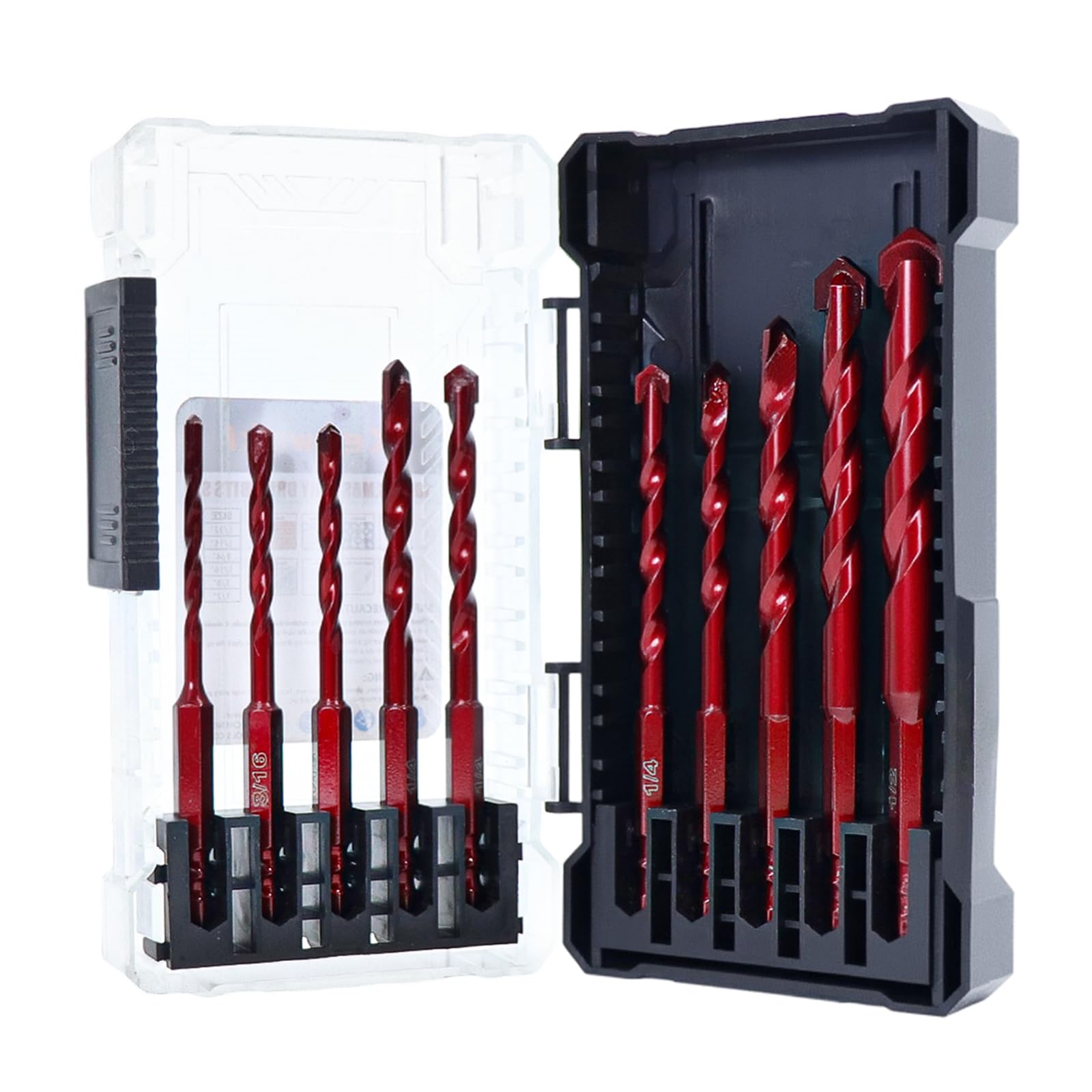 Keewaki Masonry Drill Bit Set, 10-Piece Hex Shank Set for Tile Brick, Concrete & Stone