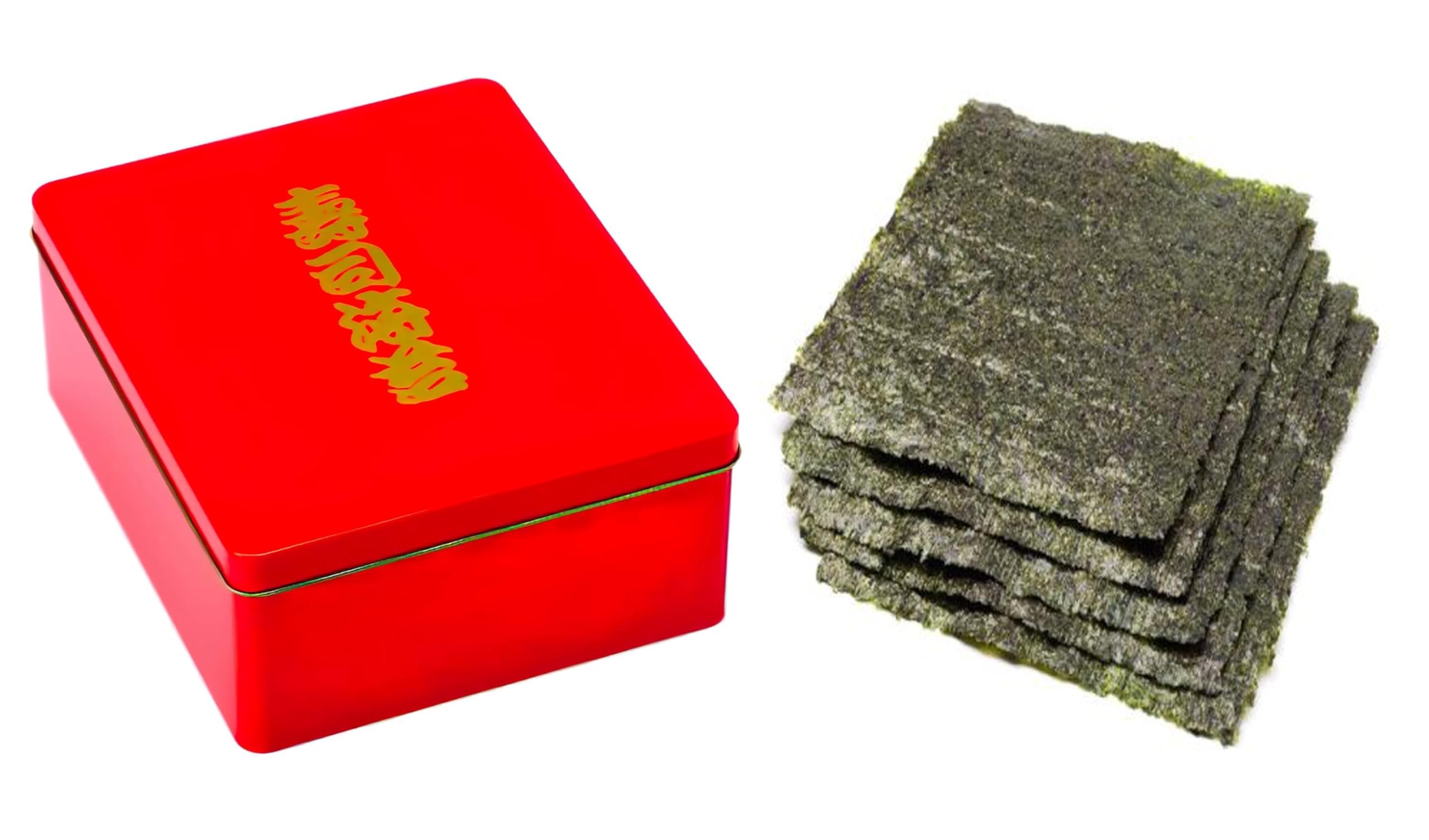 JapanBargain 1633, Sushi Nori Kan Contenedor japonés de algas marinas para restaurante japonés Sushi Chef, algas marinas de tamaño completo, color rojo, fabricado en Japón (1)