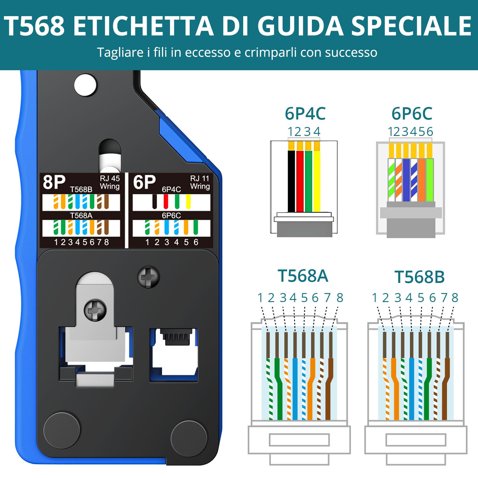 Pinza Crimpatrice RJ45 di Rete Ethernet e Tester di Cavi con POE Tester Multifunzionale di Cavi di Rete RJ45/POE