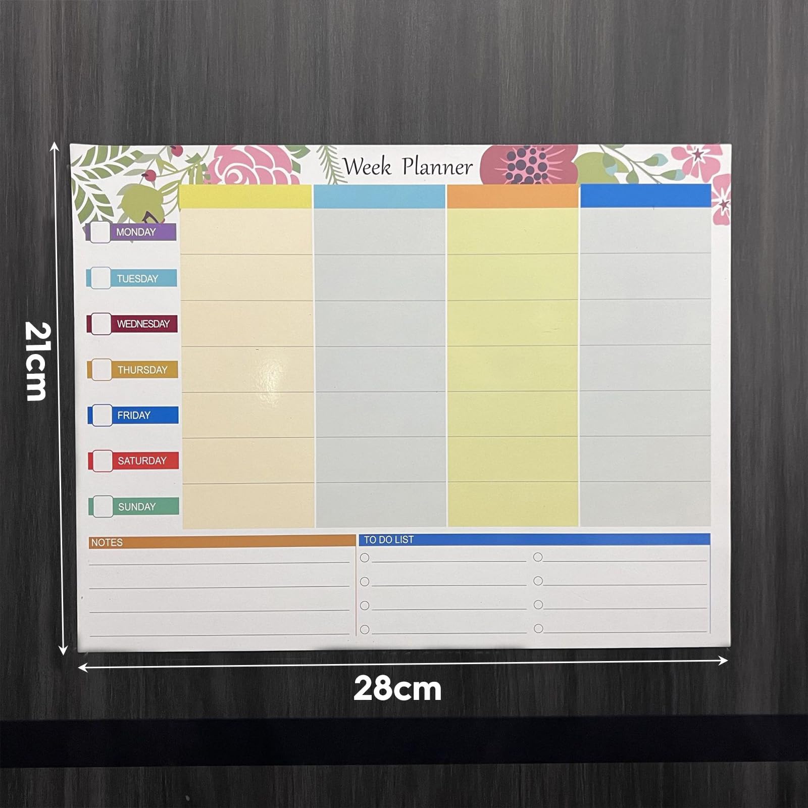 Plan lekcji, zmywalny, z 4 markerami do tablic suchościeralnych, 28 x 21 cm, magnetyczny planer tygodniowy, terminarz tygodniowy, zmywalny, tablica magnetyczna do lodówki, planowania notatek