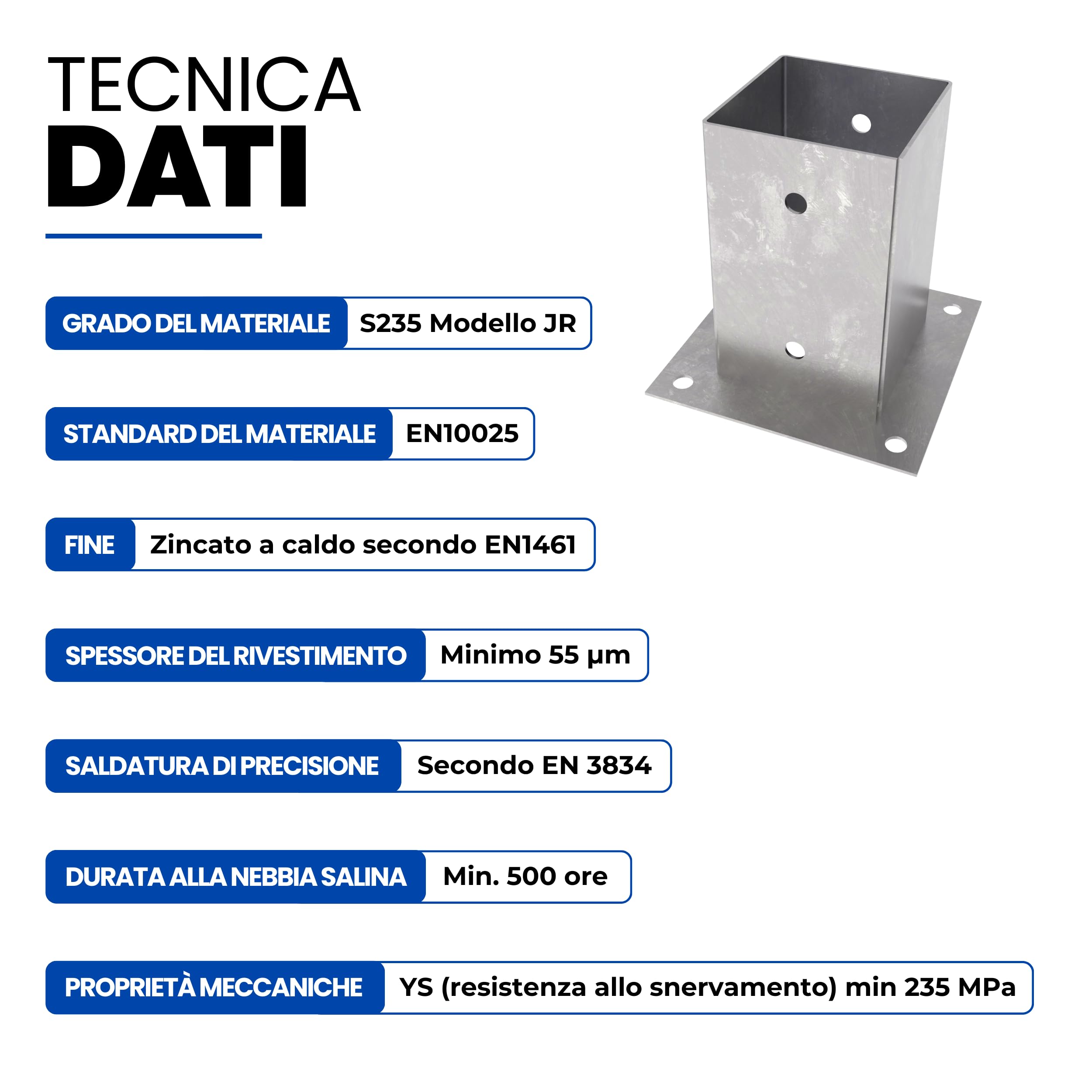 GeZu Impex Base per Palo in Legno 91 x 91 mm Zincata a Caldo Set di 12 Staffe per Supporto Recinzione Supporto per Deck Base per Palo da Pergola con Fissaggio a Bullone