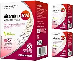 Kit 3 Vitamina B12 Metilcobalamina 60 Capsulas Mastigaveis Maxinutri