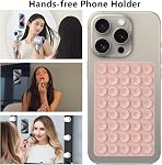 3 Pack Silicone Sticky Grip Holder for Cellphone, Silicone Suction Cup Phone Mount Hands-Free Double Sided Strong Grip Phone Holder for Selfie & Videos, Pink/Black/Transparent