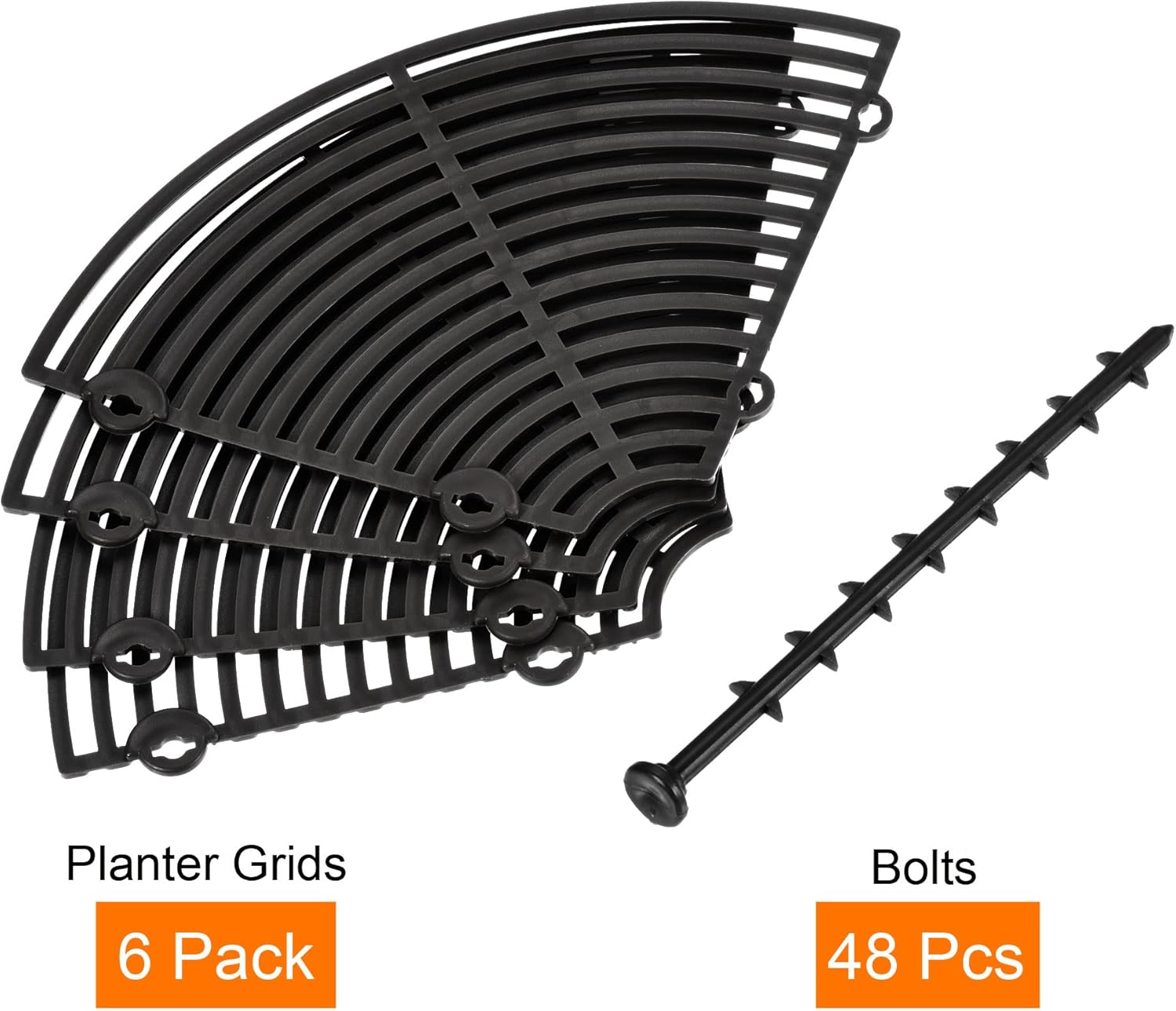 PATIKIL 11.8" Plant Pot Grid, 6 Pack Round ABS Flowerpot Soil Protector Cover, Black