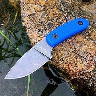 Watchman F015 Fixed Blade D2 Knives with Sheath,Full Tang Bushcraft Knife with Kydex Sheath Hunting Knife with Mircarta Handle for Camping, Survival, Fishing (Blue) - Watchman