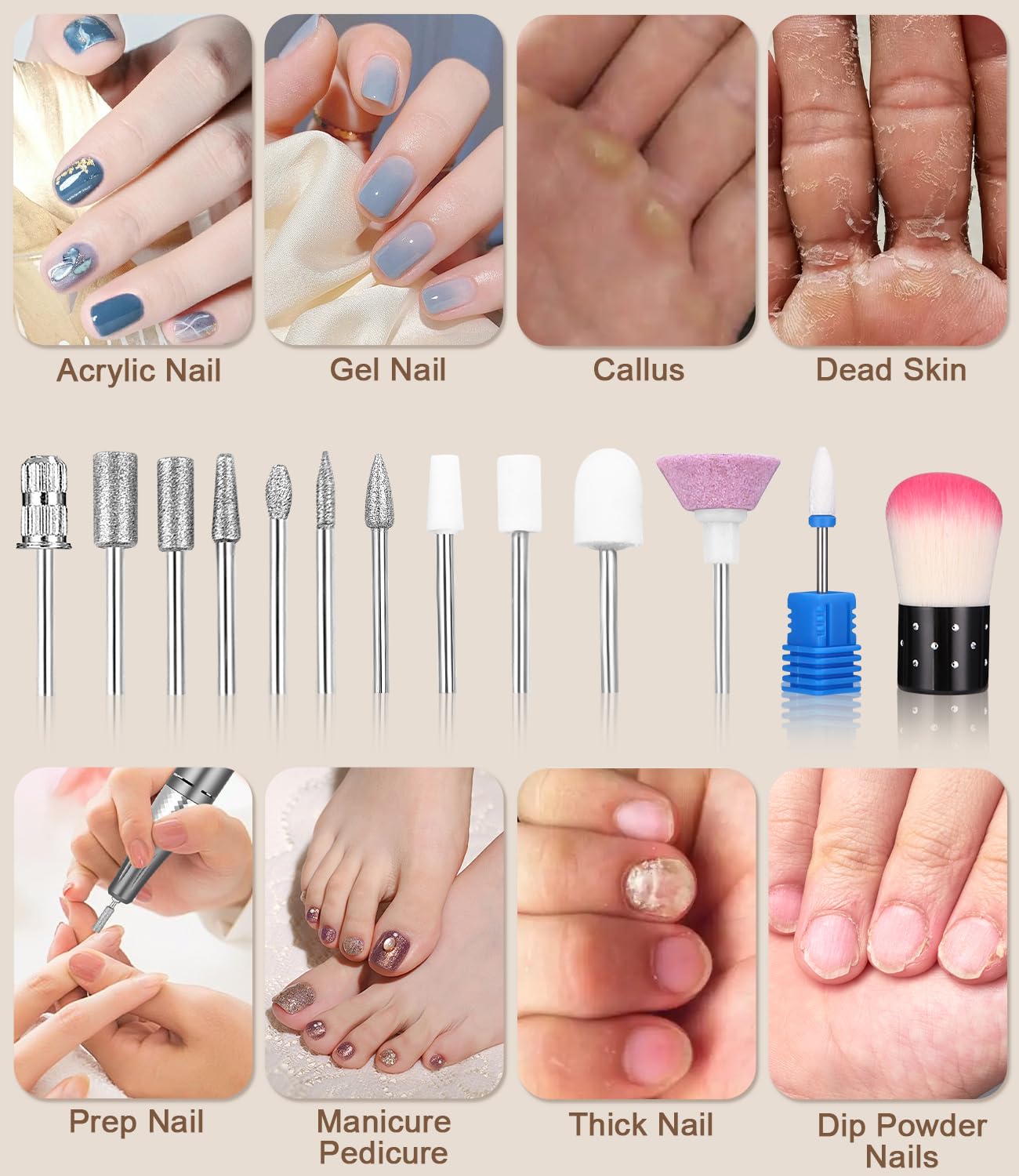 Zawaer Ponceuse pour Ongles 45,000RPM, Professionnelle Lime A Ongle Electrique, Ponceuse Ongles avec Écran LCD, Ensemble d’accessoires Kit avec Manucure Pédicure, pour Salon, Usage Maison Or