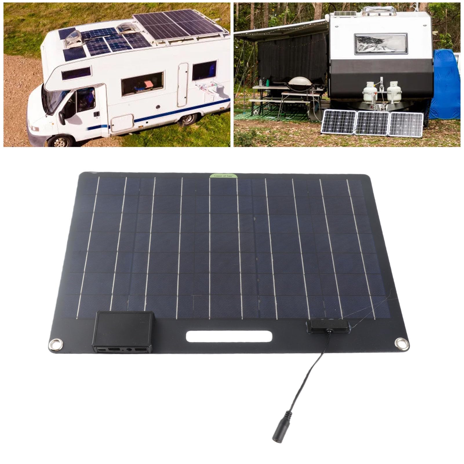 CCYLEZ Pannello Solare Portatile 100W, Ricarica Rapida 12V/24V per Camper | Silicio monocristallino ad alta efficienza, doppie uscite USB, soluzione energetica ecologica
