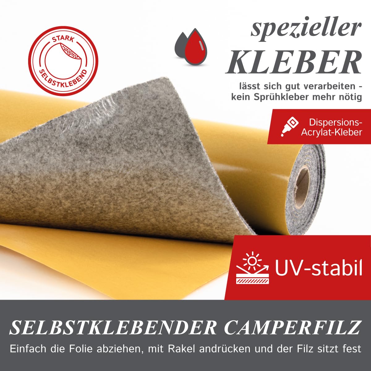 The Felt Store Filc samoprzylepny, towar sprzedawany na metry, do rozbudowy kampera lub rozbudowy wnętrza samochodu, filc igłowany, towar sprzedawany na metry, filc samoprzylepny o grubości 3 mm, (700