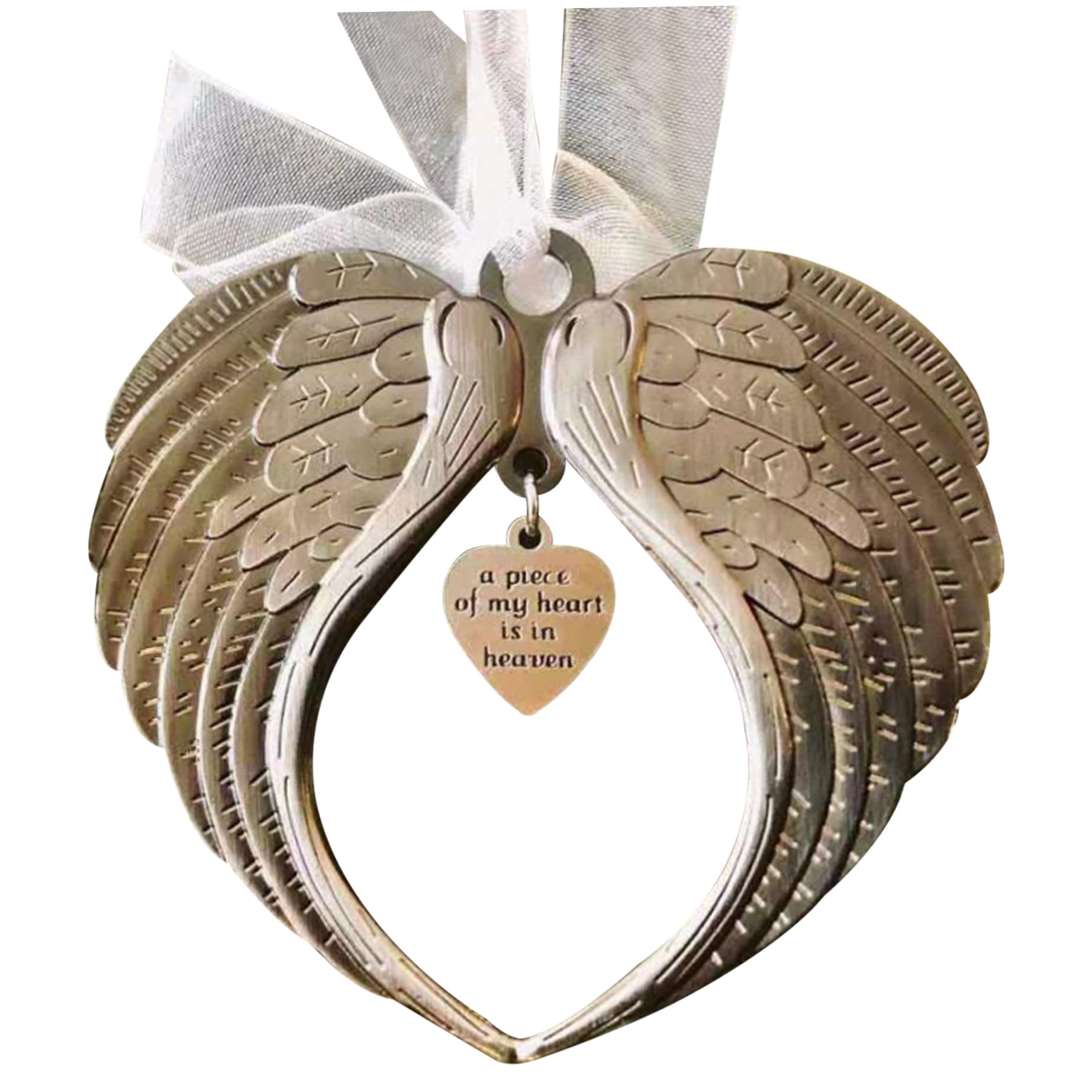 Azidweryq Dad Christmas Memorial Baubles, "A Piece Of My Heart Is In Heaven" Angel Wing Shaped Pendants Christmas Tree Ornaments Hanging Decoration (Baubles)