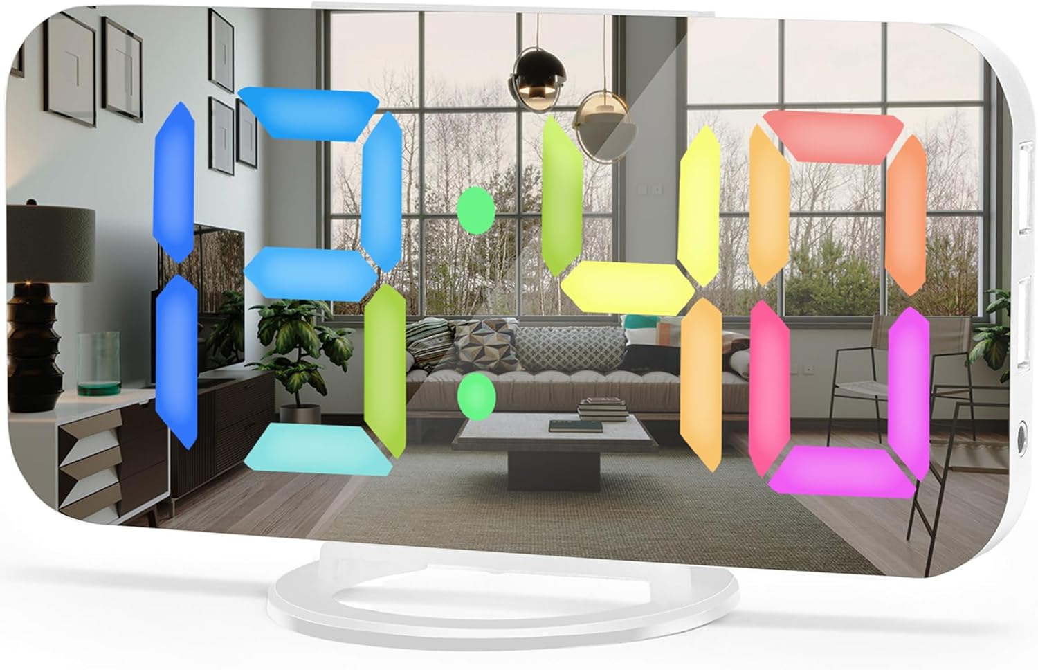 Upick Digital Alarm Clock, 6.6” LED Mirror Alarm Clock for