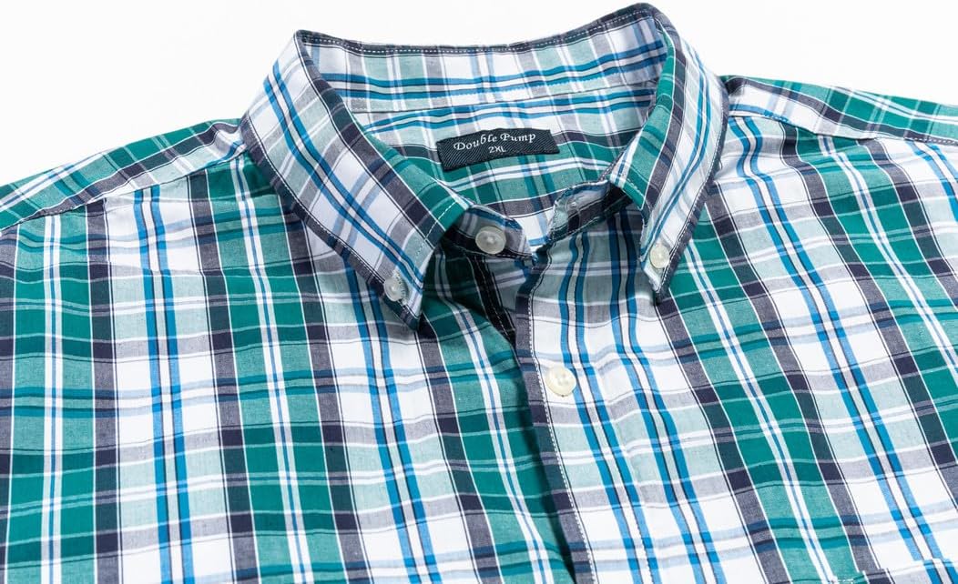 Double Pump Big and Tall Shirts for Men Short Sleeve Button Down Shirts from Size XL(T) to 6XL (T) Cotton - Image 3