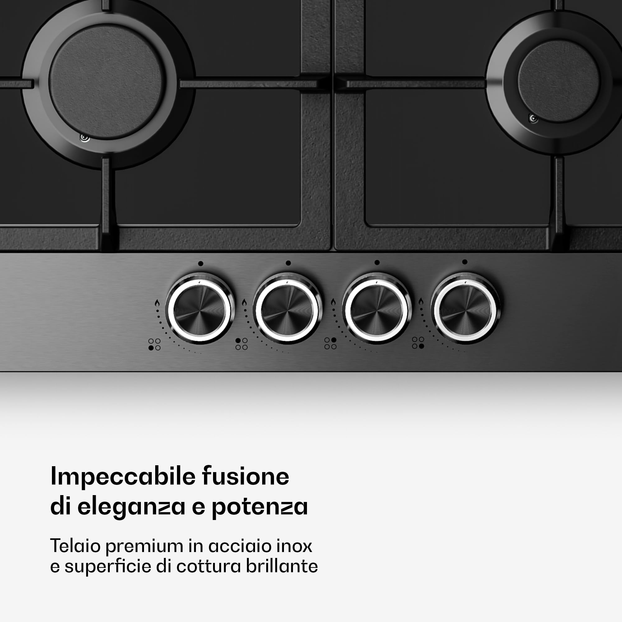 Klarstein Verosteel Piano Cottura Gas 60cm - 4 Fuochi, 8000W, Vetro & Acciaio Inox, GPL/Naturale, Accensione Elettrica, Sicurezza Fiamma, Fornello a Gas Cucina, Acciaio inossidabile nero