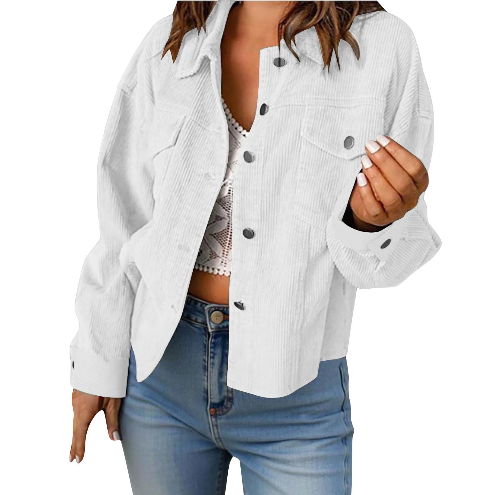 Womens Winter Jackets Elegant Solid Color Notched Lapel Button Front Long Sleeved Cardigan Chic Soft Overcoats
